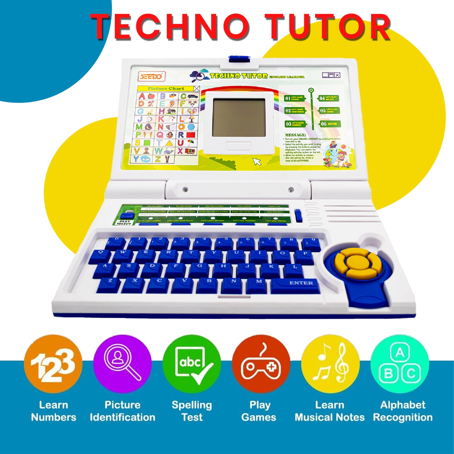 Toybharat Techno Tutor |Multicolour | Learning Toys | Birthday Gift for Boy and Girl Baby | Interactive Toys