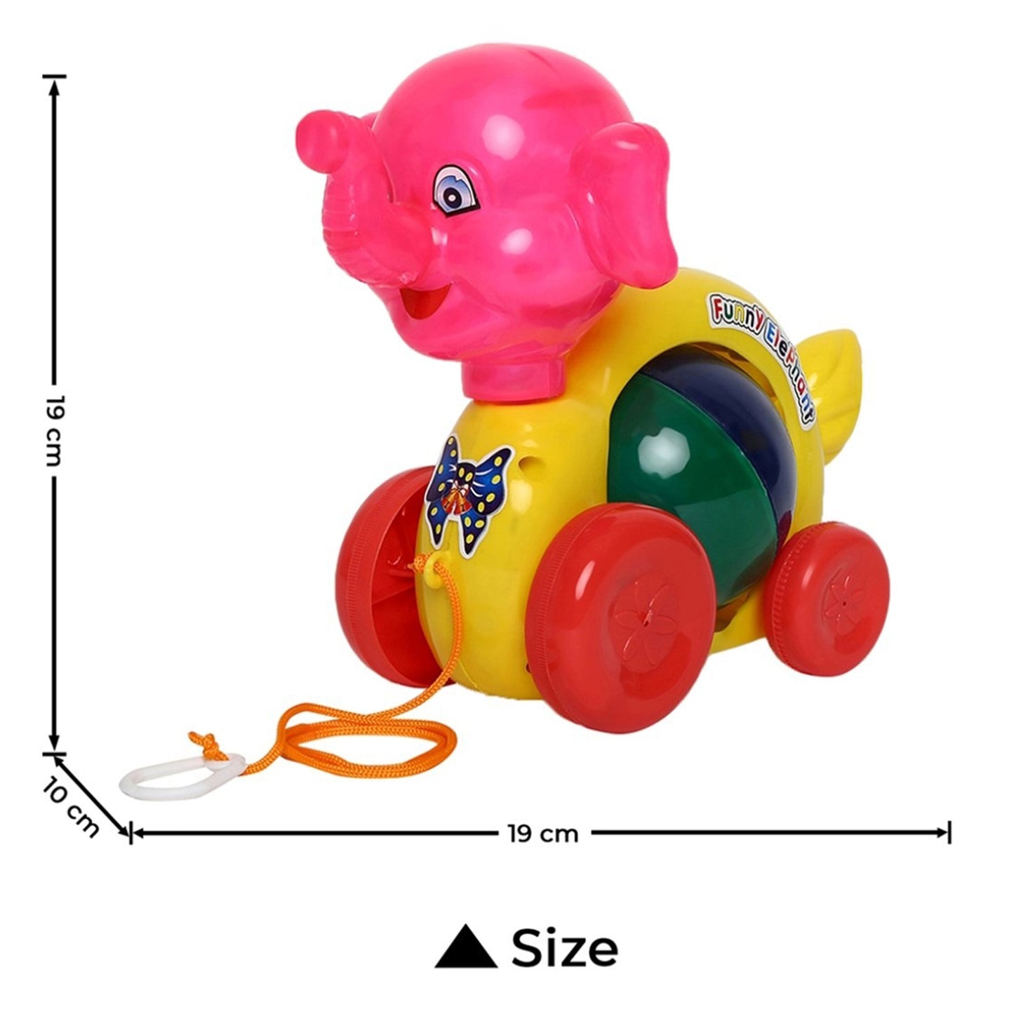 Toybharat Pulling Funny Elephant | Multicolour | Kids Gift | Pull Along Toy | Pulling Toys