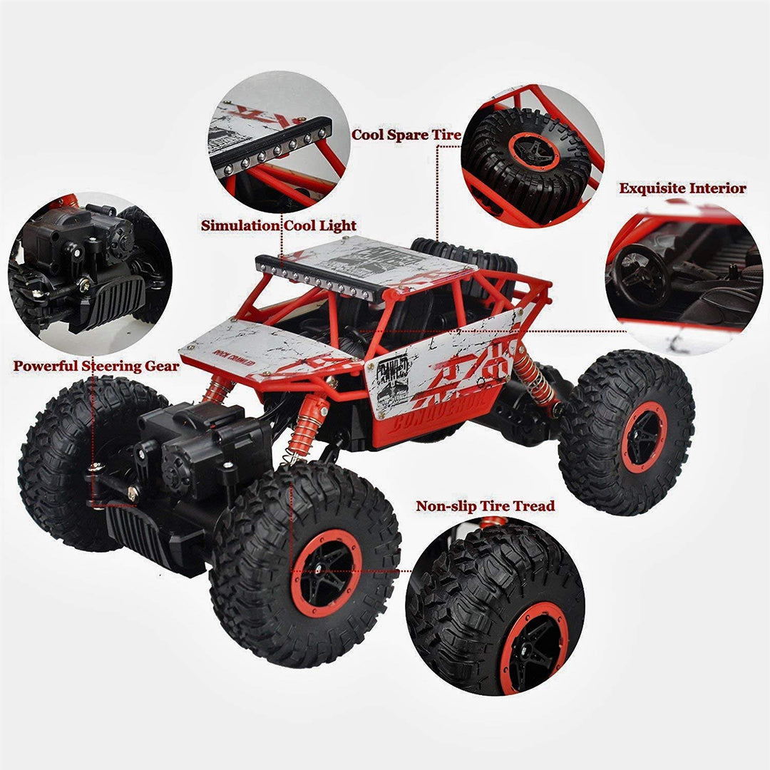 ToyBharat RC Monster Remote Control Car is a powerful multicolour electronic car toy with stunt action. Safe, durable, and exciting for kids, it's ideal for indoor and outdoor play and makes a thrilling gift.