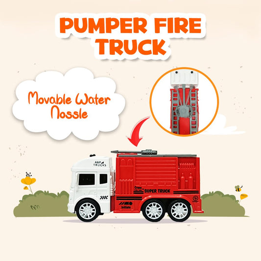 4Pcs Set Fire Truck Playset Friction Powered Toy Set