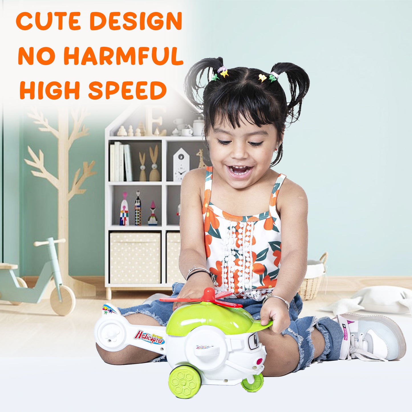 Toybharat Cartoon Helicopter |Multicolour |Friction Power Toys| Toy Gift
