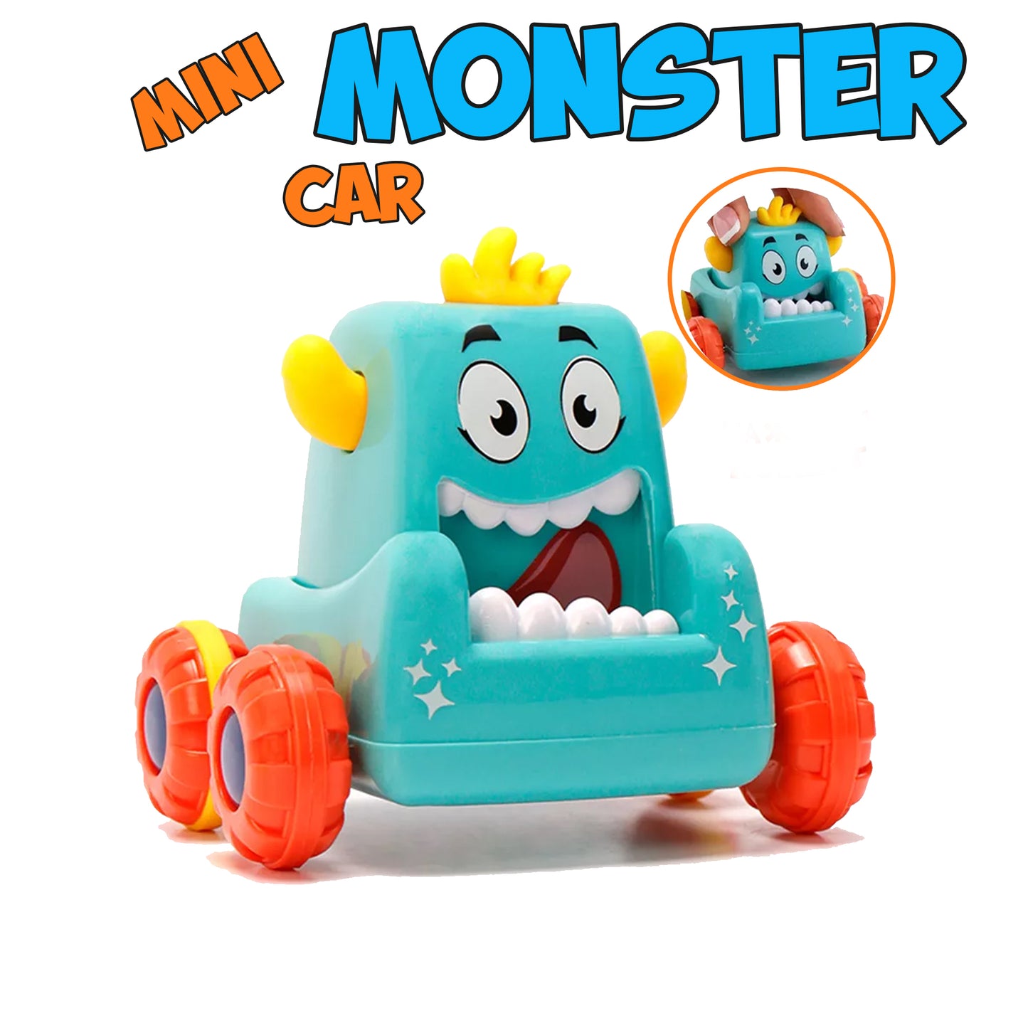 ToyBharat  Mini Monster Trucks Toy for Kids Age 3+ Years- Friction-Powered Racing Cars, Pull Back 360° Rotating Off-Road Vehicles, Inertia Trucks for Kids, Gift for Boys | Set of 4