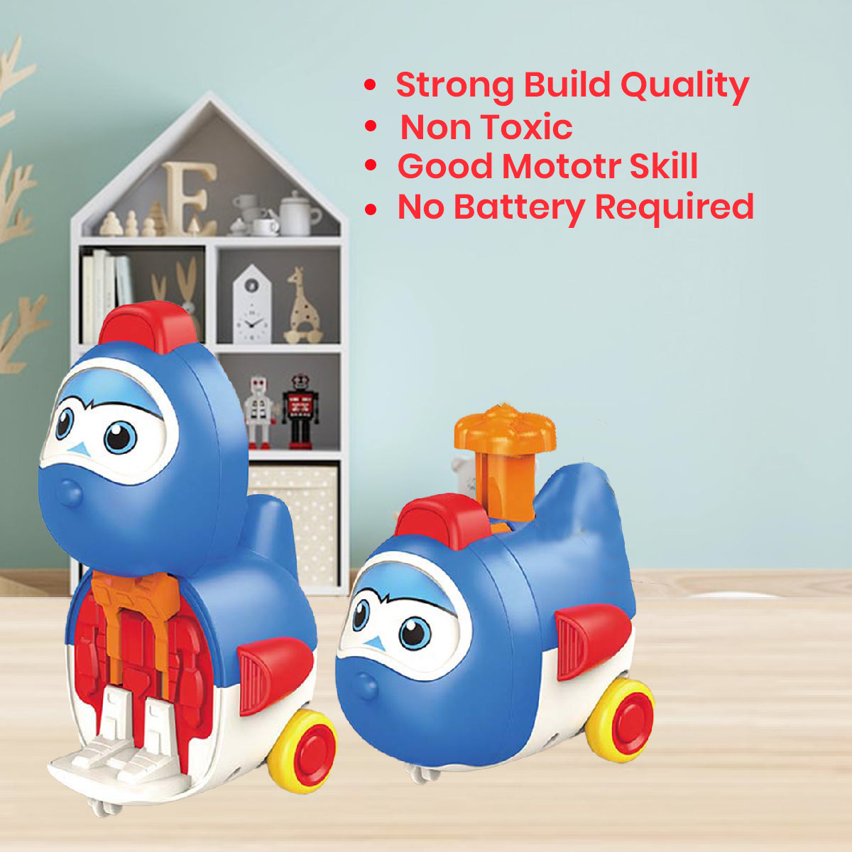 ToyBharat Push N Go Transformer in Multicolour with Realistic Design is an exciting Interactive Toy for Kids aged 1–6 Years. Safe, Non-Toxic, and ideal for Indoor and Outdoor Play—perfect as a Gift Toy.