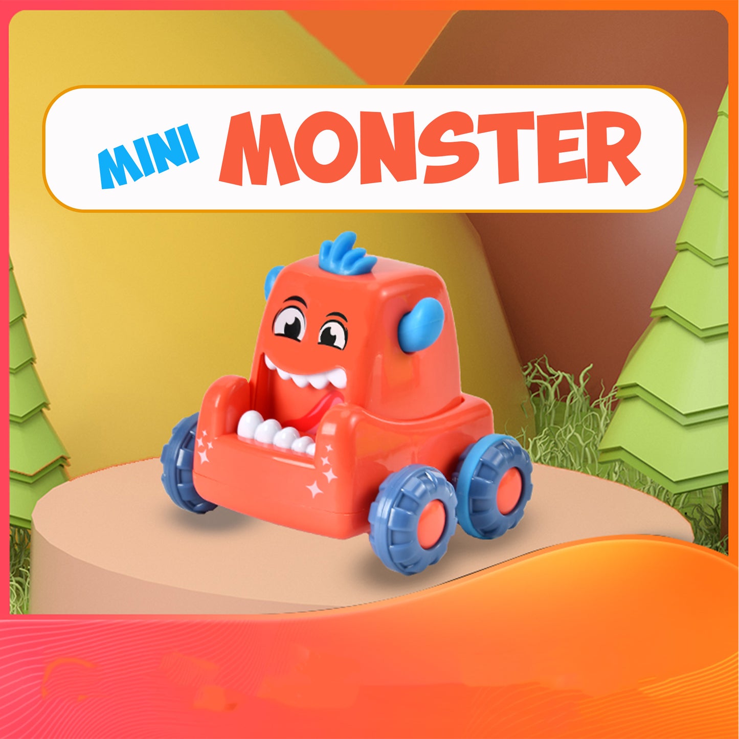 ToyBharat  Mini Monster Trucks Toy for Kids Age 3+ Years- Friction-Powered Racing Cars, Pull Back 360° Rotating Off-Road Vehicles, Inertia Trucks for Kids, Gift for Boys | Set of 4