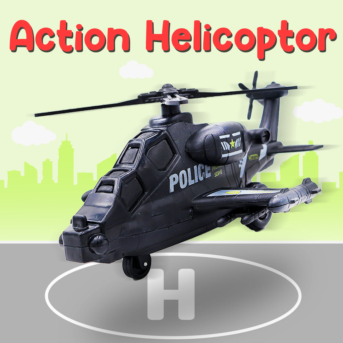 ToyBharat Police Helicopter is a Multicolour Friction Power Toy with a Realistic Perfect Gift for Kids aged 1–6 Safe, Non-Toxic, and