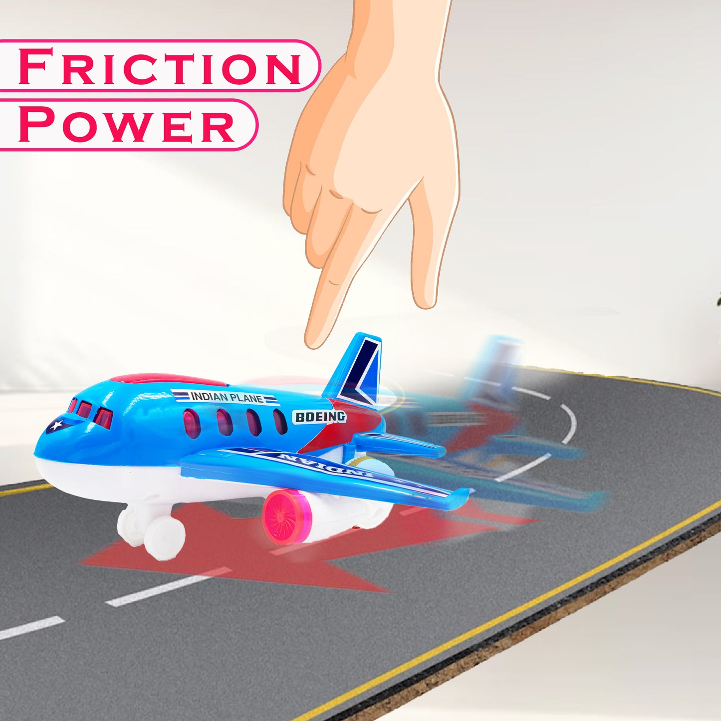 Toybharat Indian Plane |Multicolour |Friction Power Toys | Birthday Gift for Boy and Girl Baby