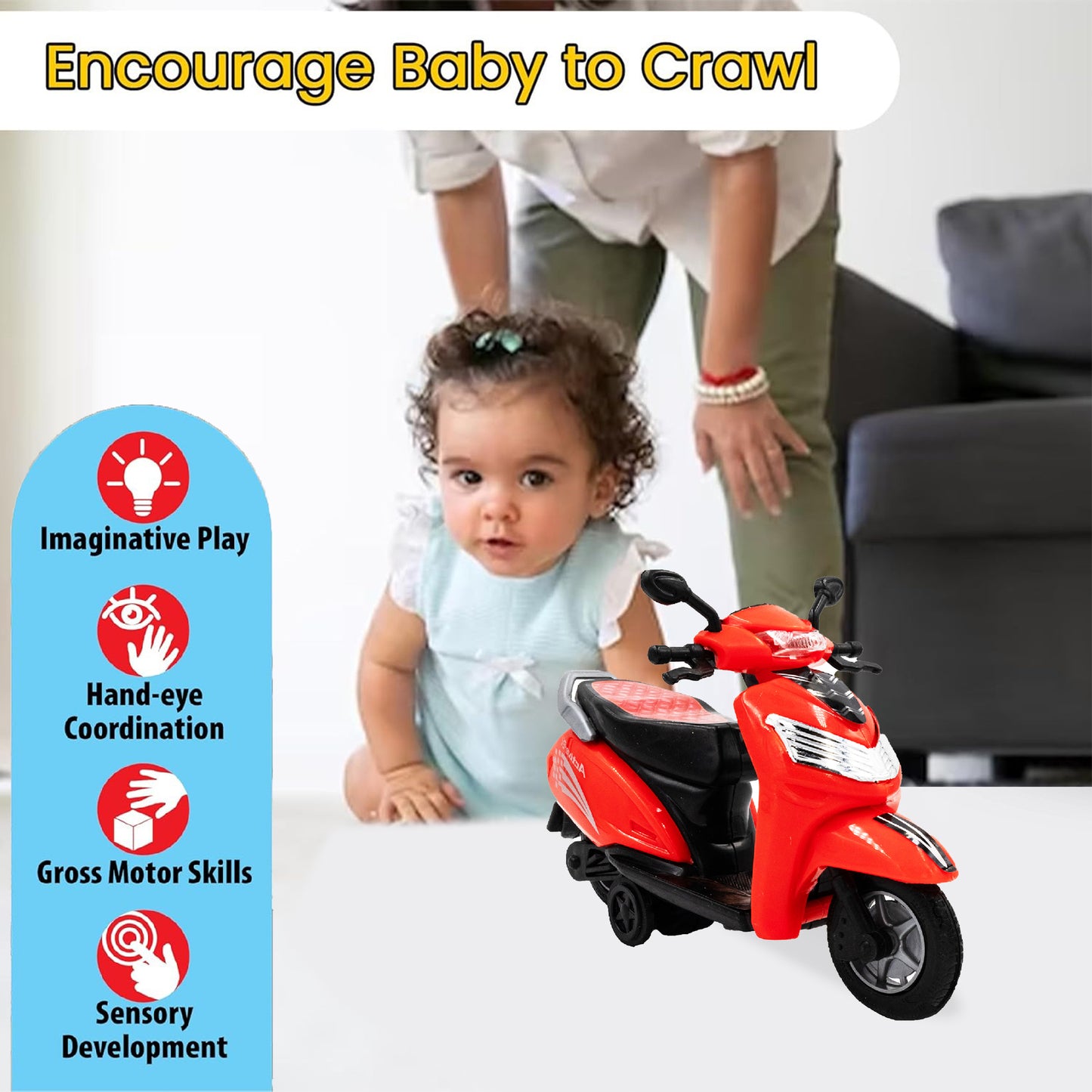 Toybharat Model Scooty |Multicolour |Friction Power Toys| Birthday Gift for Boy and Girl Baby