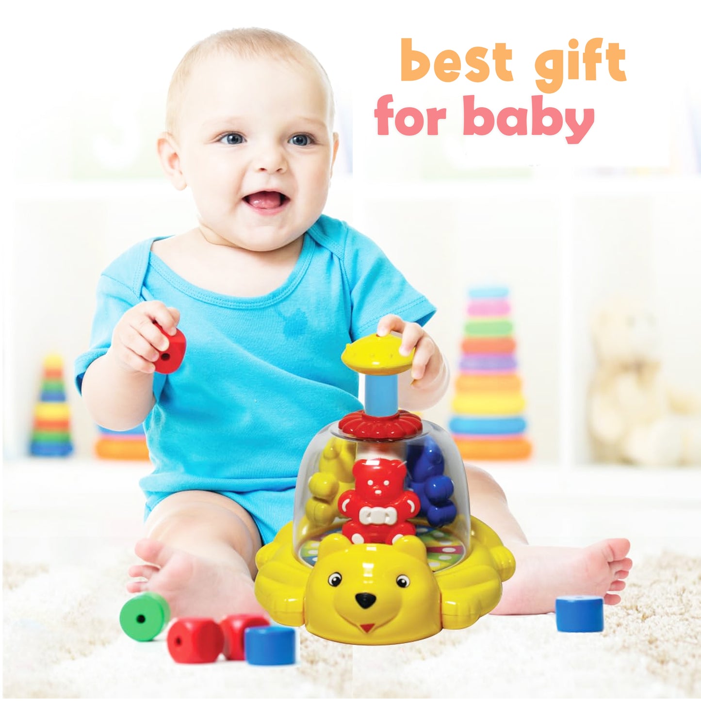 Toybharat Push N Spin Teddy Family | Multicolour |Interactive Toys | Birthday Gift for Boy and Girl Baby