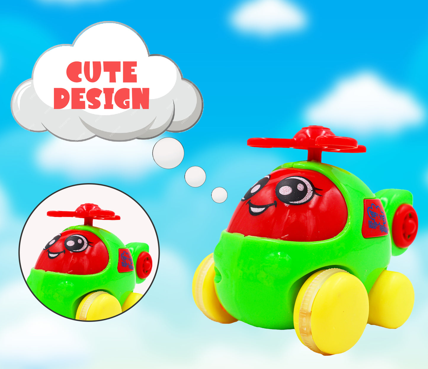 ToyBharat Cute Cartoon Plane 1 Pcs. |Multicolour | Travel Toys | Birthday Gift for Boy and Girl Baby |Intractive Toys