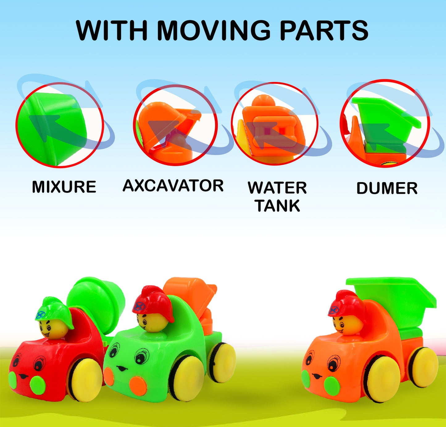 ToyBharat Builder Series Pullback Car |Multicolour | Travel Toys |Intractive Toys