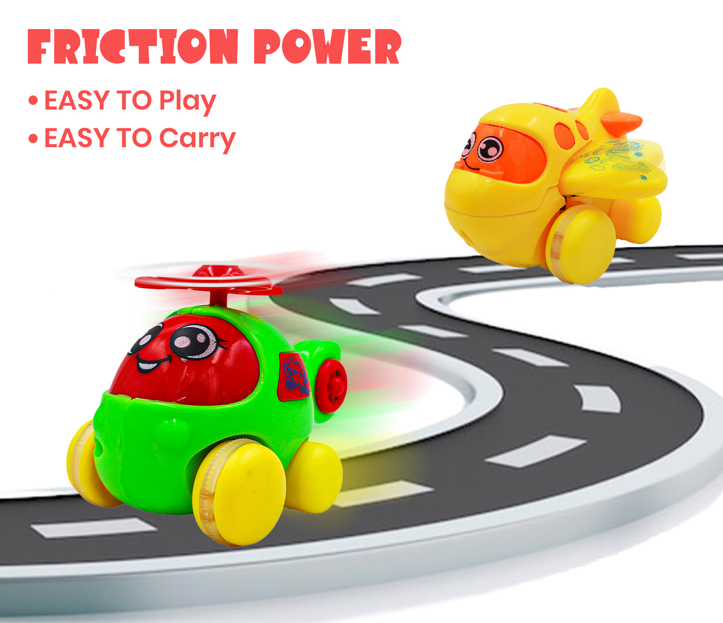 ToyBharat Cute Cartoon Plane 1 Pcs. |Multicolour | Travel Toys | Birthday Gift for Boy and Girl Baby |Intractive Toys