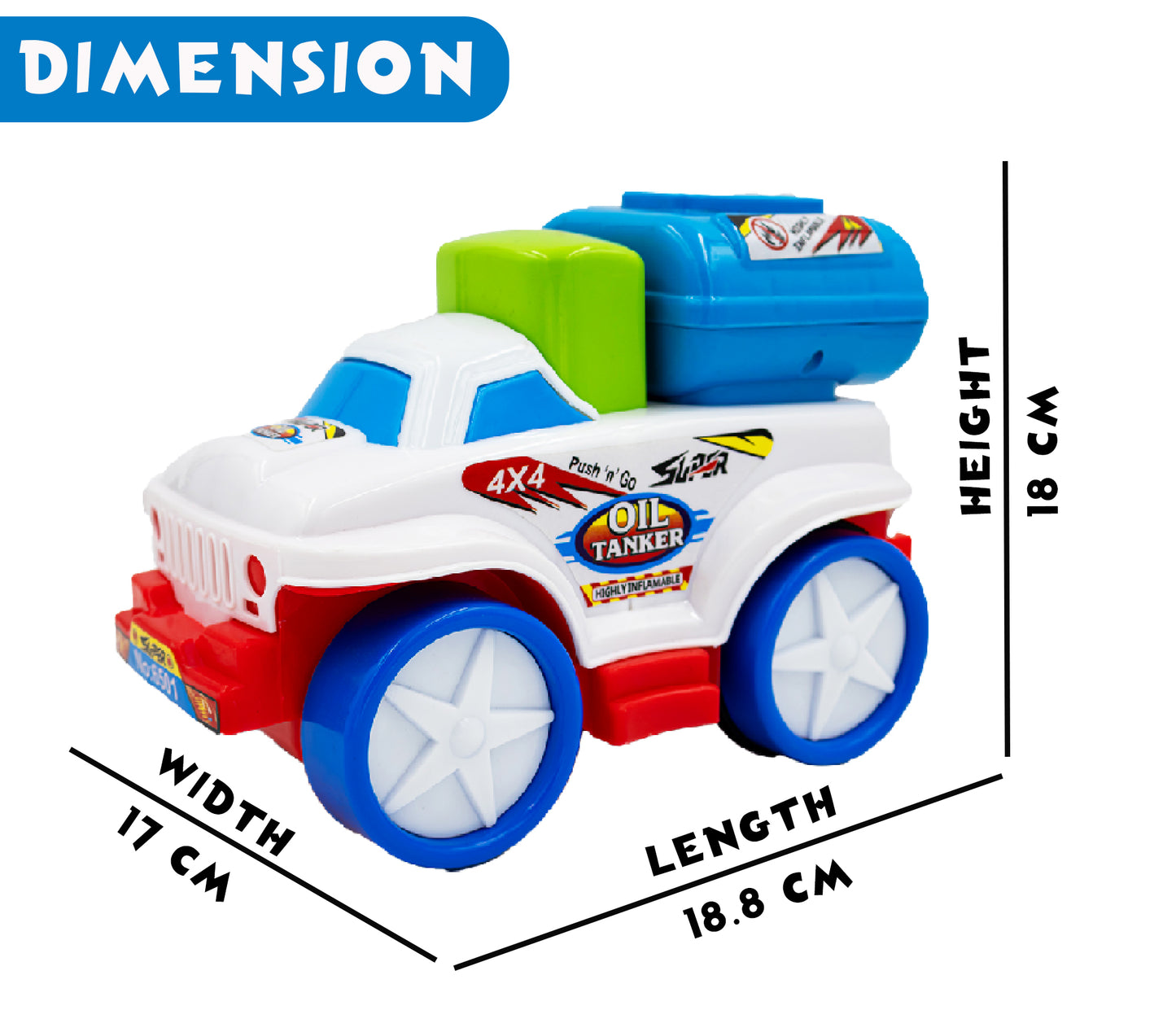 Toybharat Push N Go Oil Tanker |Multicolour | Push N Go Toys | Kids Gift