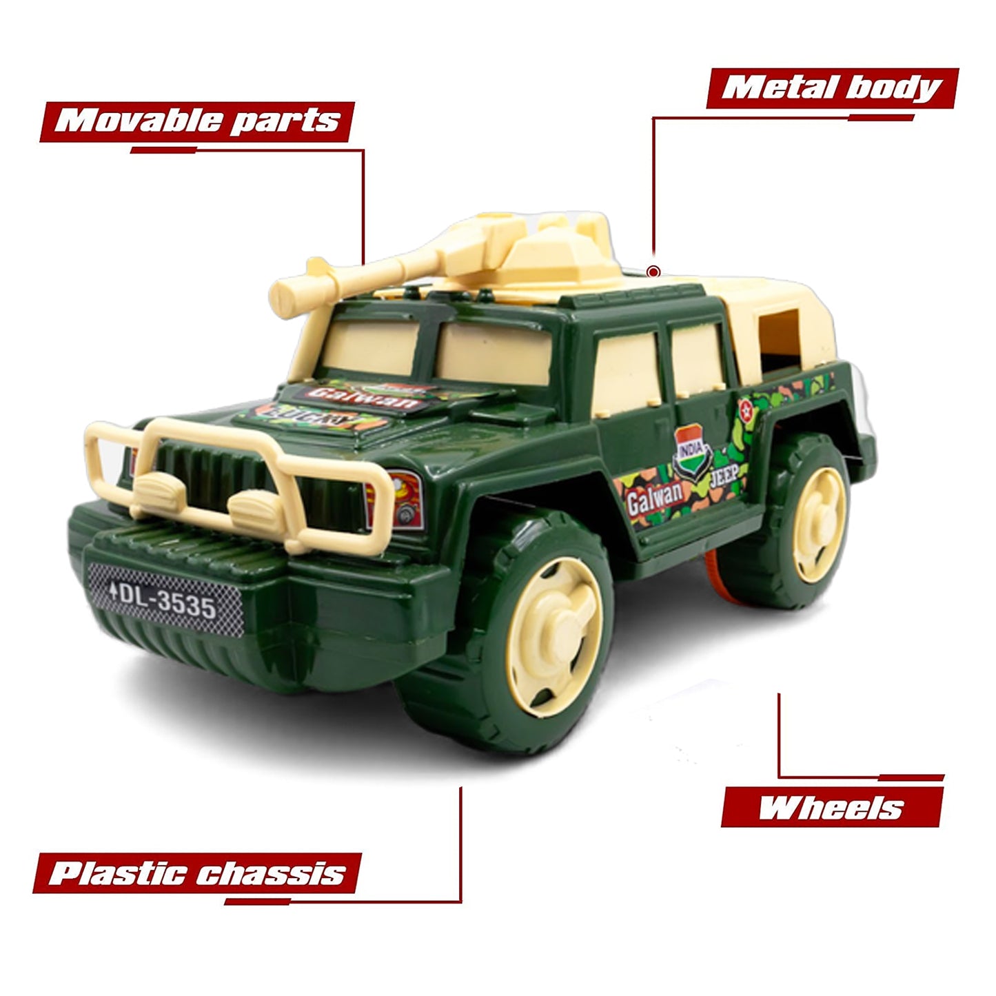Toybharat Galwan Jeep |Multicolour |Friction Power Toys| Birthday Gift for Boy and Girl Baby