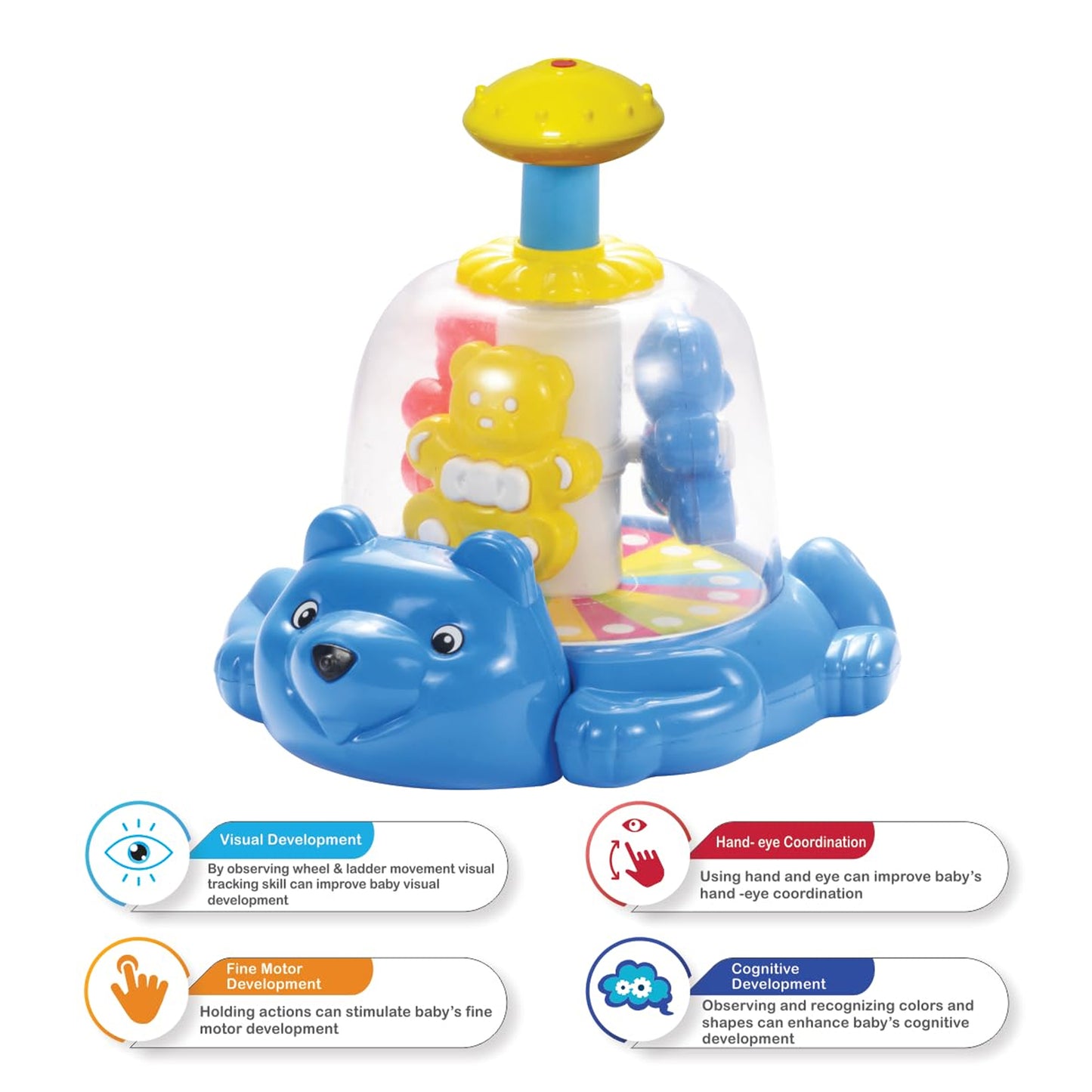 Toybharat Push N Spin Teddy Family | Multicolour |Interactive Toys | Birthday Gift for Boy and Girl Baby