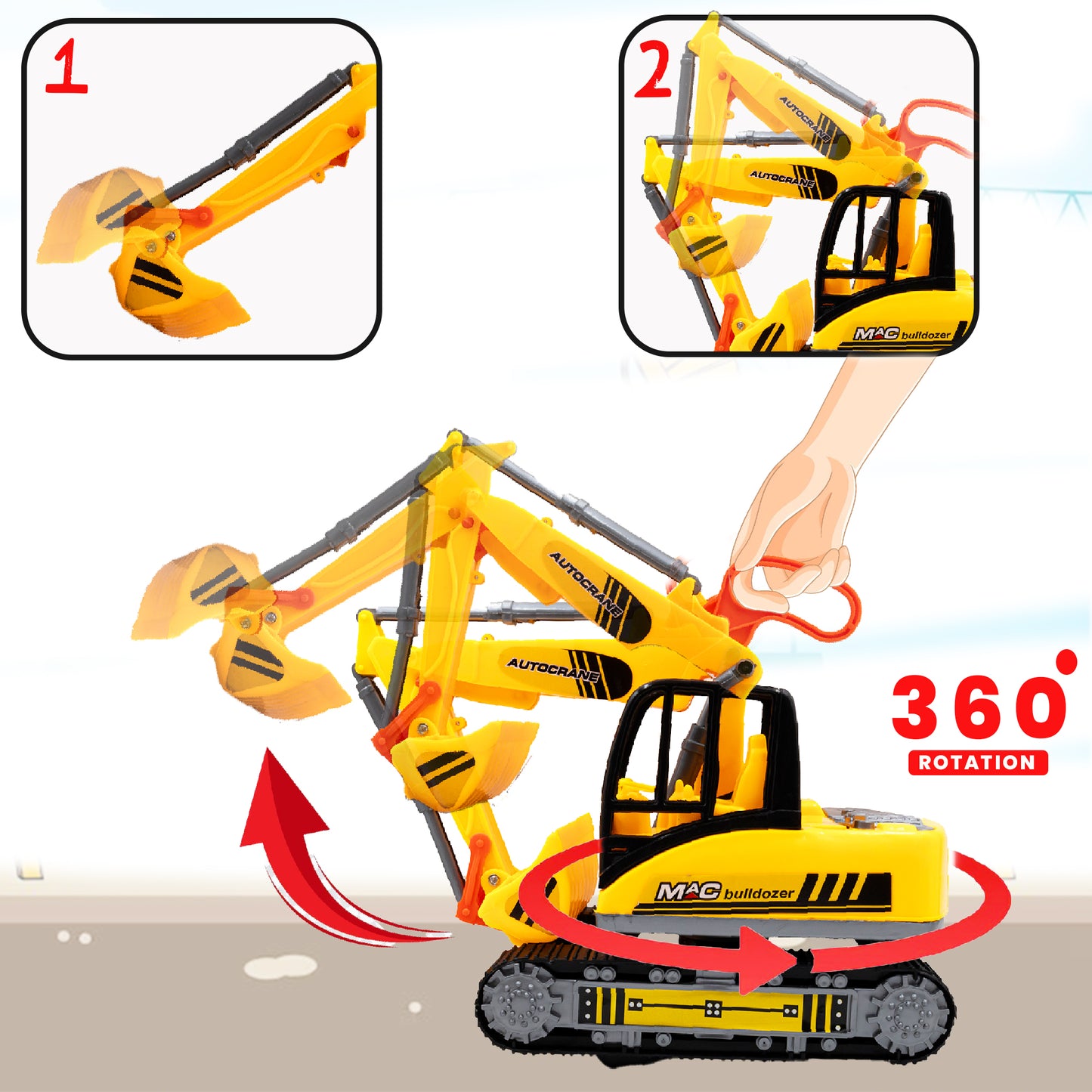 Toybharat Free Wheel Mac Bulldozer |Multicolour |Free Wheel Toys| Toy Gift
