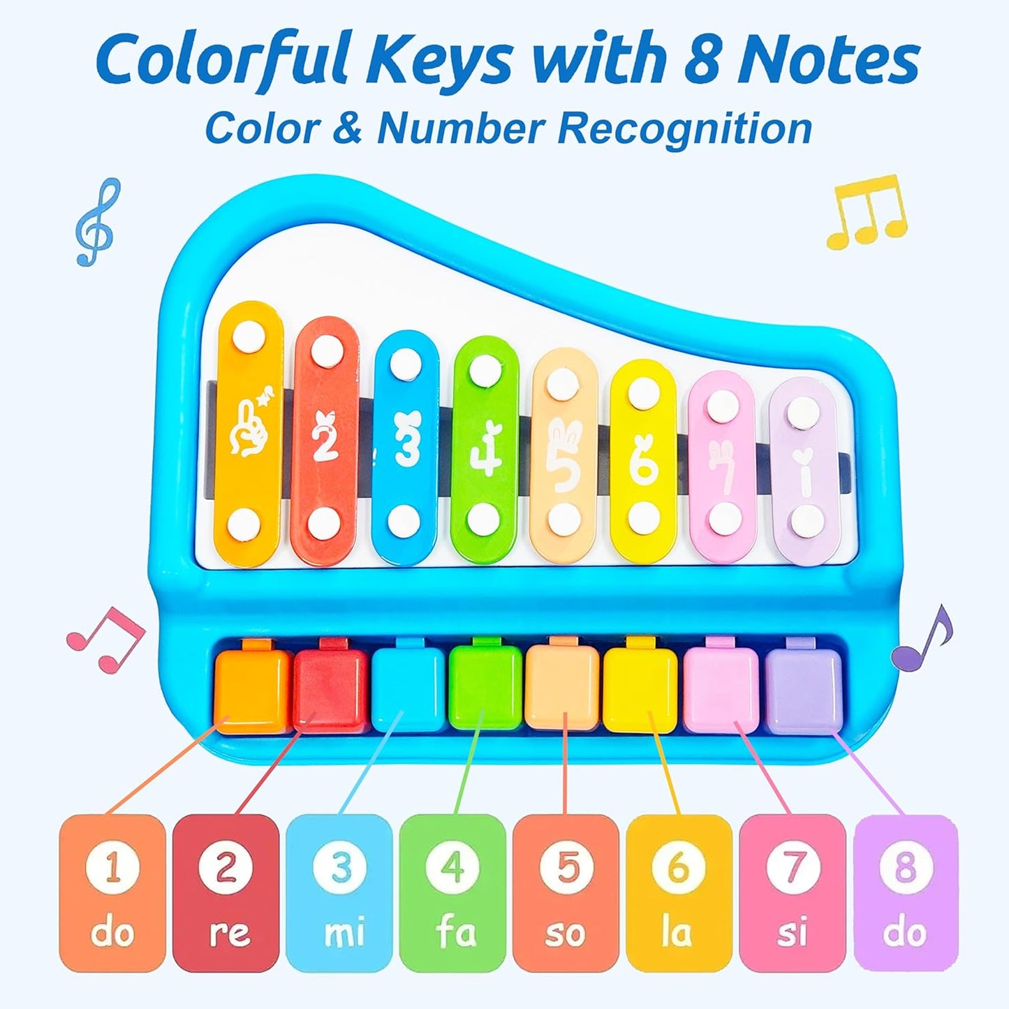 Toybharat 2 in 1 Musical Xylophone & Piano Toy for Kid | 8 Pin Toy | Interactive Toys | Musical Toy