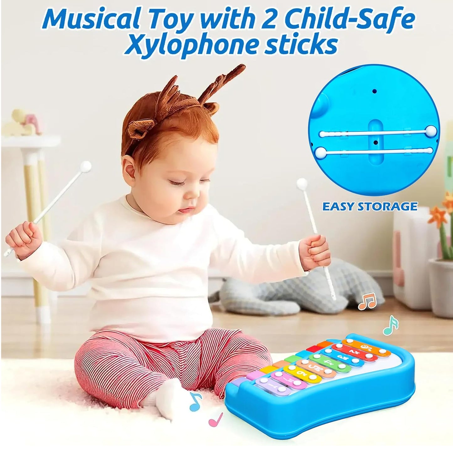 Toybharat 2 in 1 Musical Xylophone & Piano Toy for Kid | 8 Pin Toy | Interactive Toys | Musical Toy