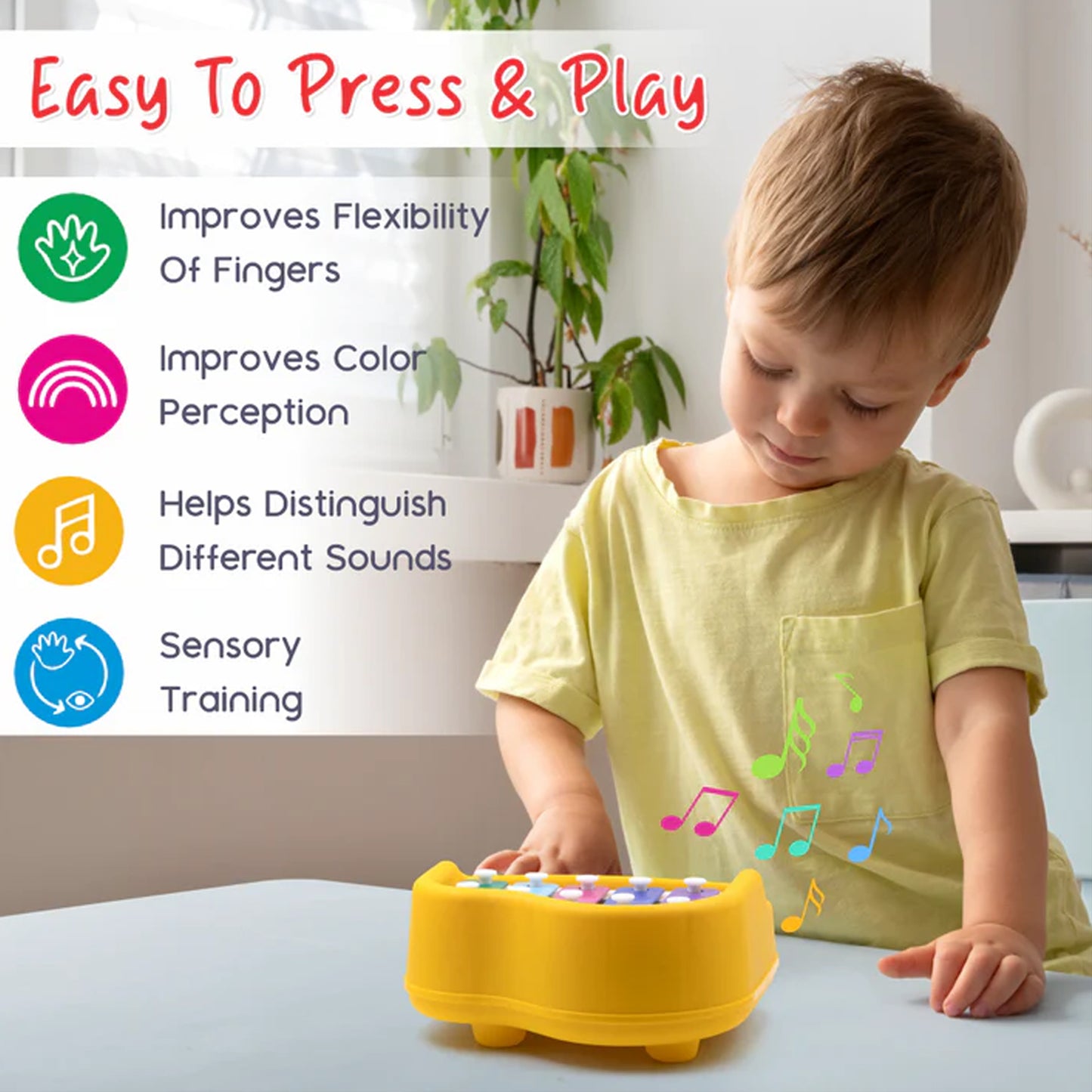 ToyBharat musical Xylophone & piano is a multicolour musical and educational  toy for kids aged 1-6. It promotes music learning, motor skills, and safe indoor-outdoor play with vibrant design and joyful sound.
