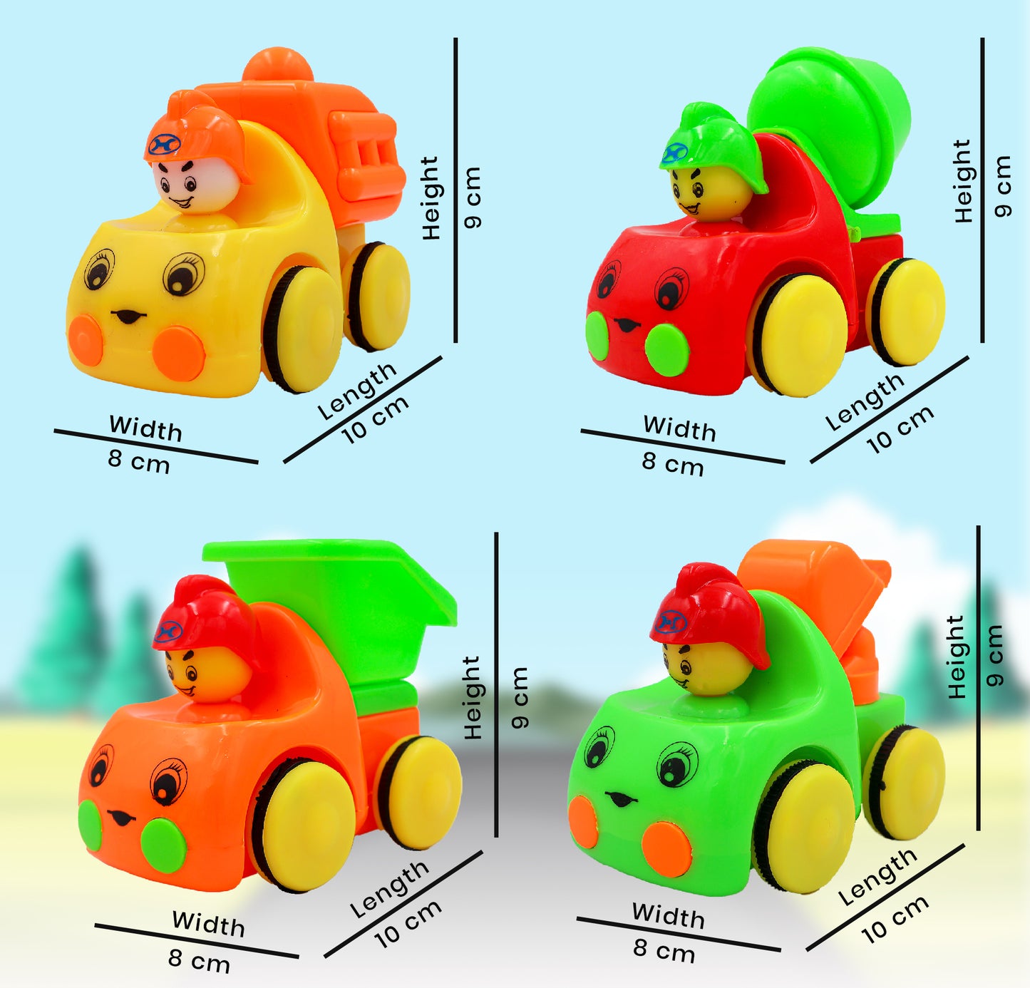 ToyBharat Builder Series Pullback Car |Multicolour | Travel Toys |Intractive Toys