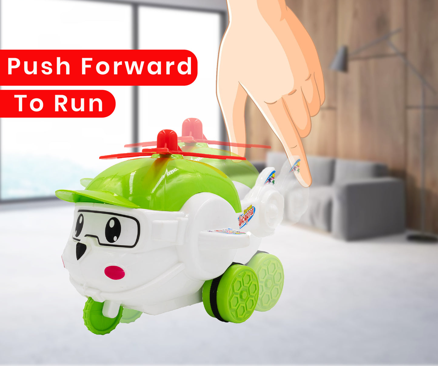 Toybharat Cartoon Helicopter |Multicolour |Friction Power Toys| Toy Gift