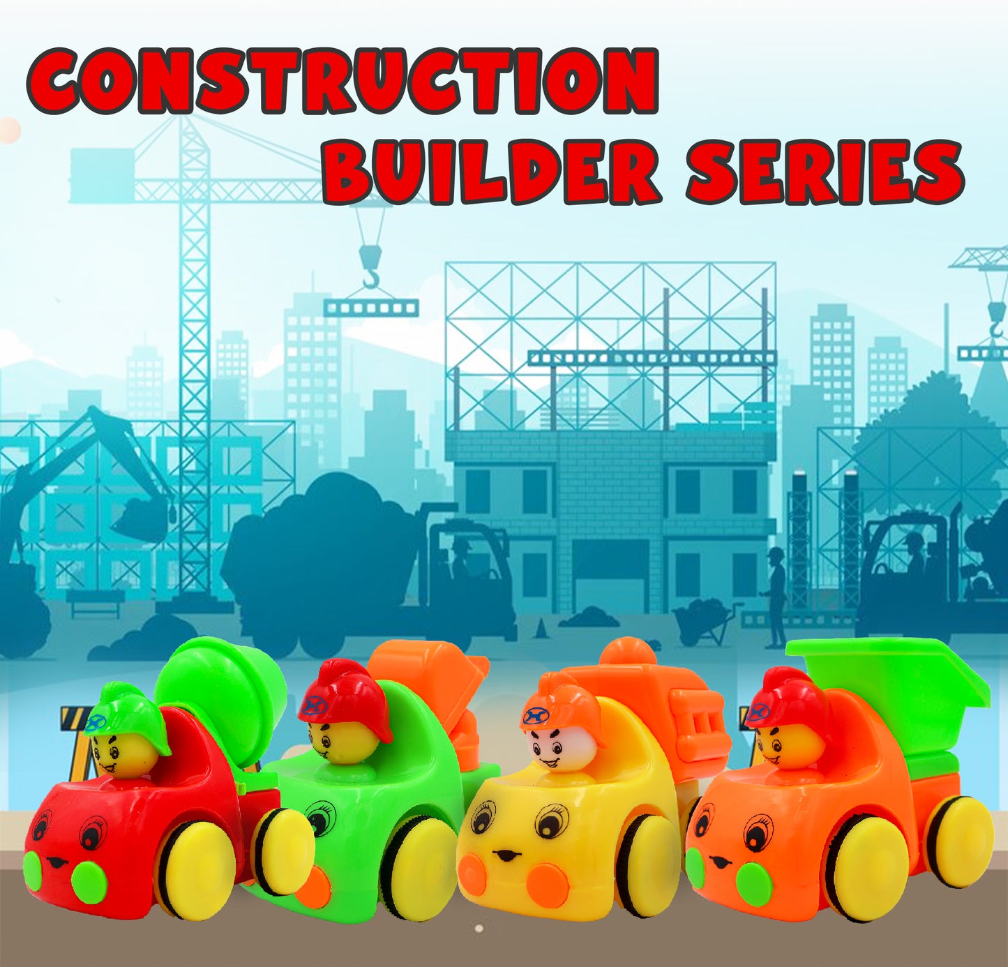 ToyBharat Builder Series Pullback Car |Multicolour | Travel Toys |Intractive Toys