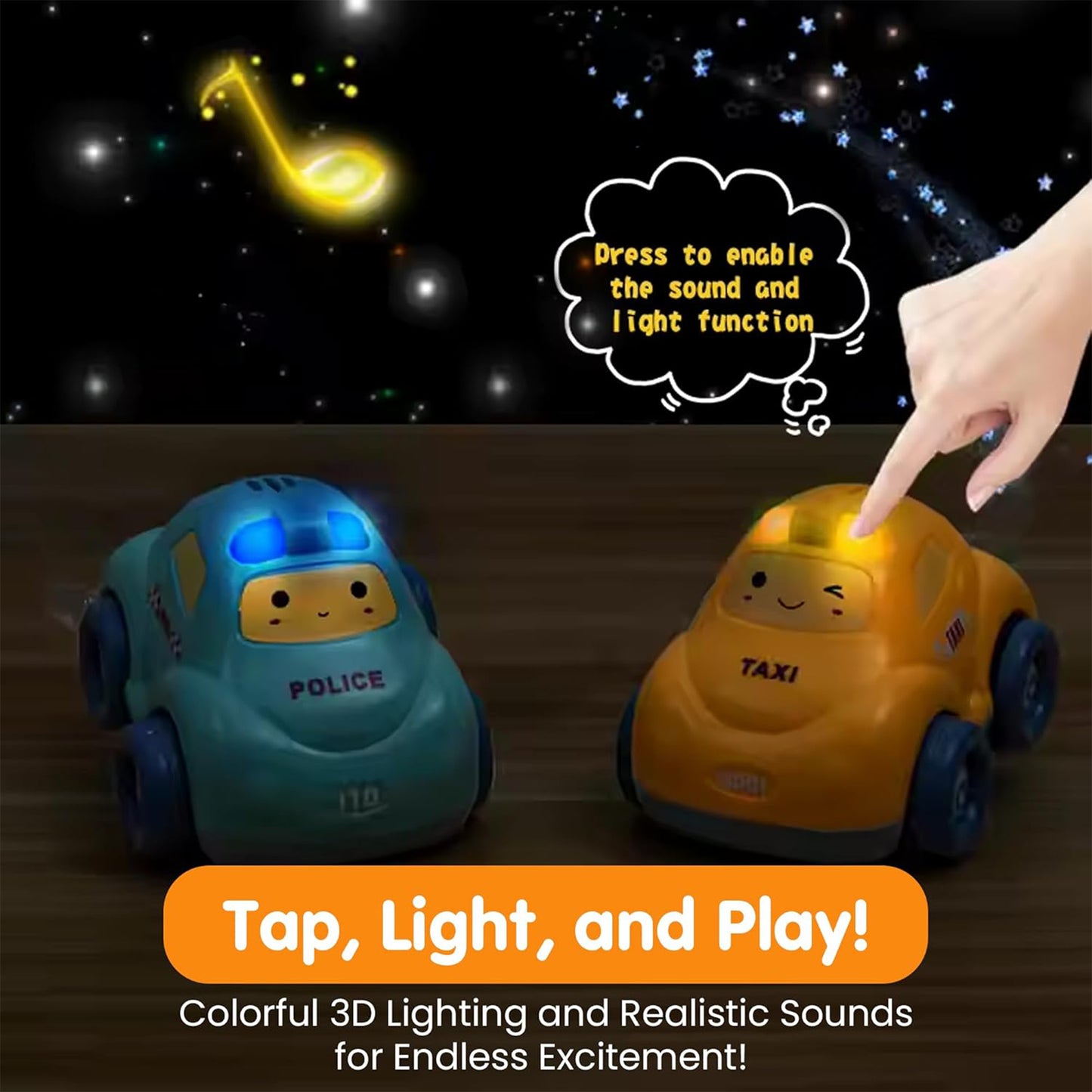 ToyBharat Light & Musical Pullback Car Toy Set includes 4 friction-powered push-and-go vehicles with fun cartoon designs, 3D lights, and music. Safe for toddlers aged 1+, it’s the perfect early learning gift.