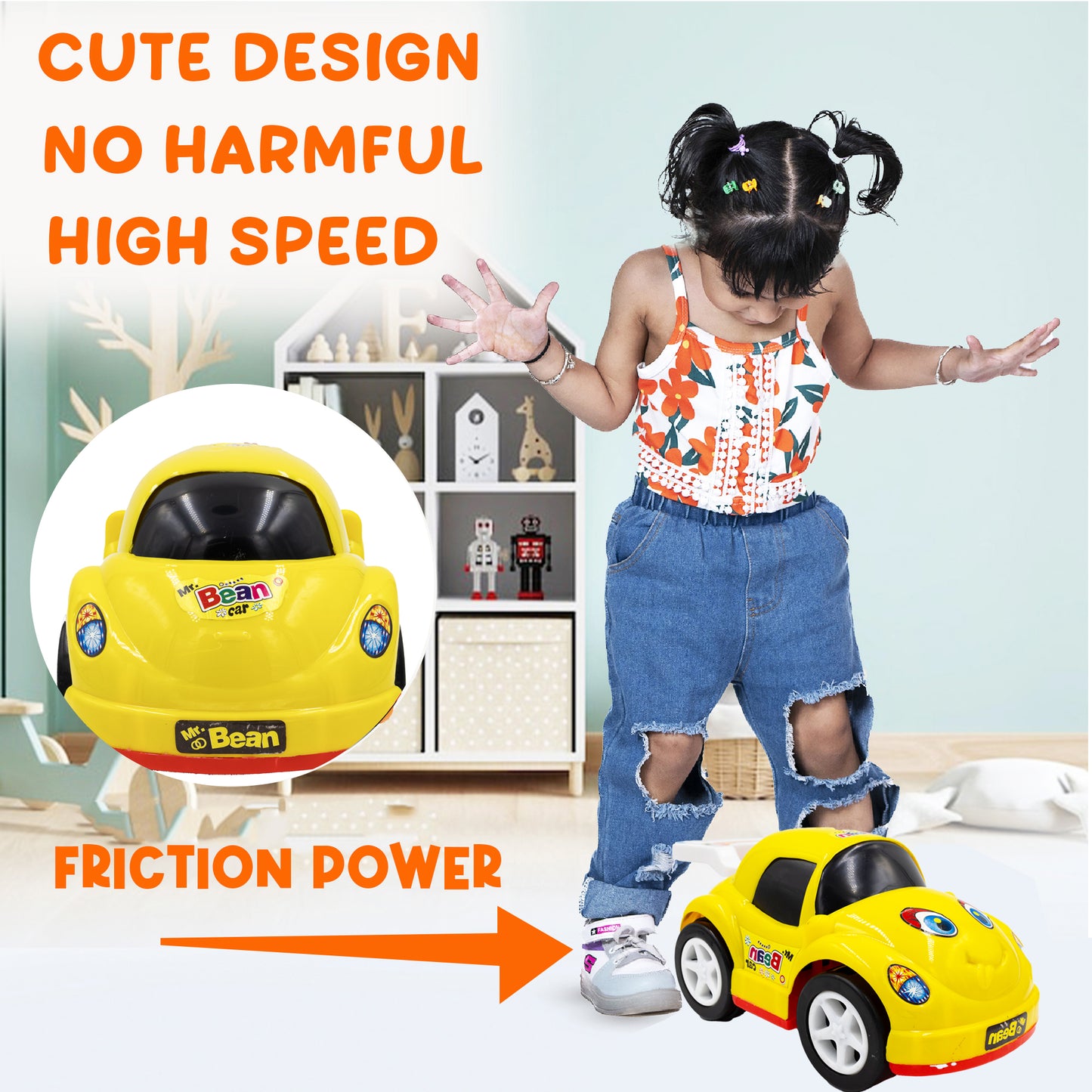 Toybharat Mr. Bean |Multicolour |Friction Power Toys| Birthday Gift for Boy and Girl Baby