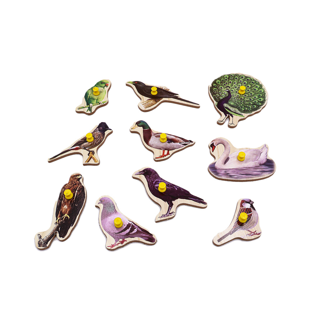 ToyBharat Wooden Puzzle Bird Big is a colourful and educational wooden toy designed for kids aged 1-6 years. It enhances shape recognition, fine motor skills, and bird identification. Ideal gift for children.