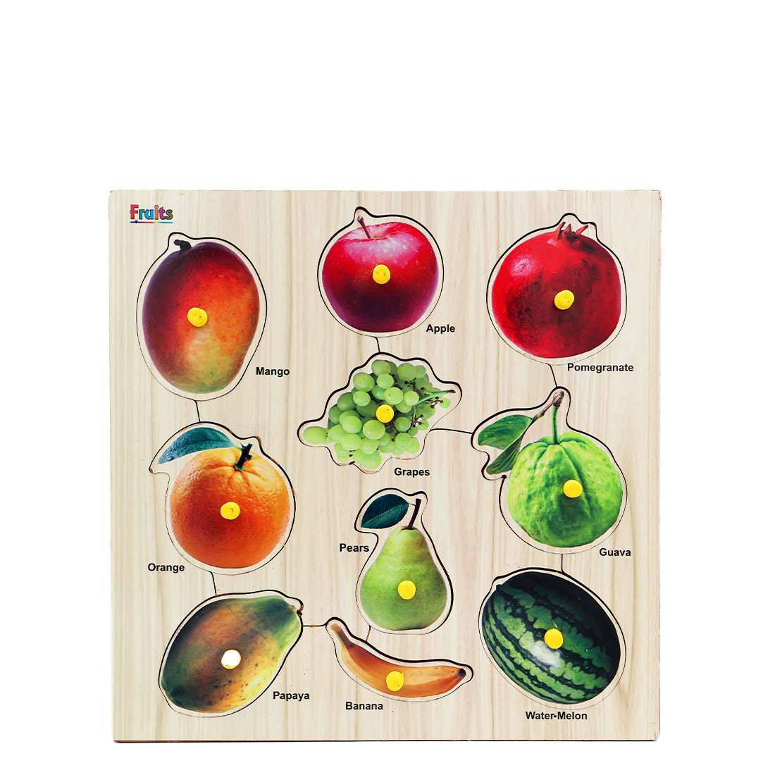 ToyBharat Wooden Puzzle Fruits Big is a colourful and educational toy for kids aged 1-6 years. It promotes early learning, shape recognition, and fine motor skills. A perfect birthday gift for boys and girls.