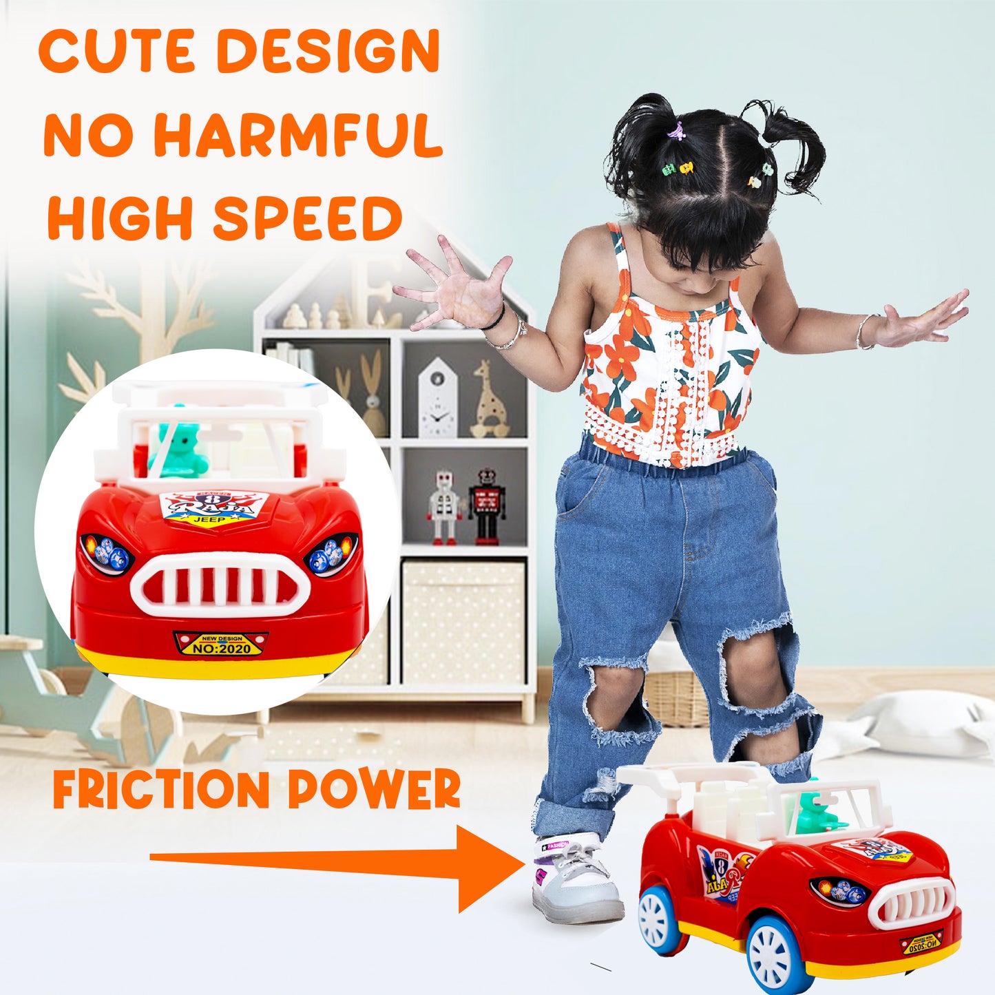 ToyBharat Raja Car is a multicolour friction-powered travel toy with a stylish design, perfect for kids aged 1 to 6 years. Made from safe, non-toxic materials, it's durable, fun, and a great birthday gift.