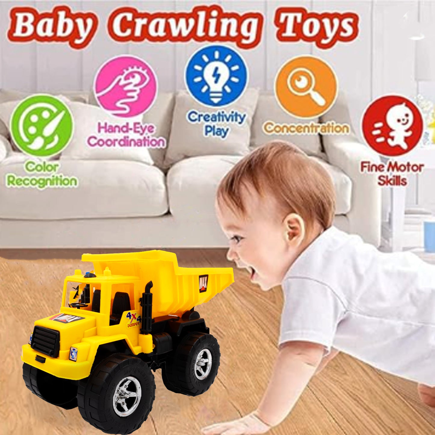 Toybharat Pogo Dumper | Multicolour |Friction Power Toys| Birthday Gift for Boy and Girl Baby