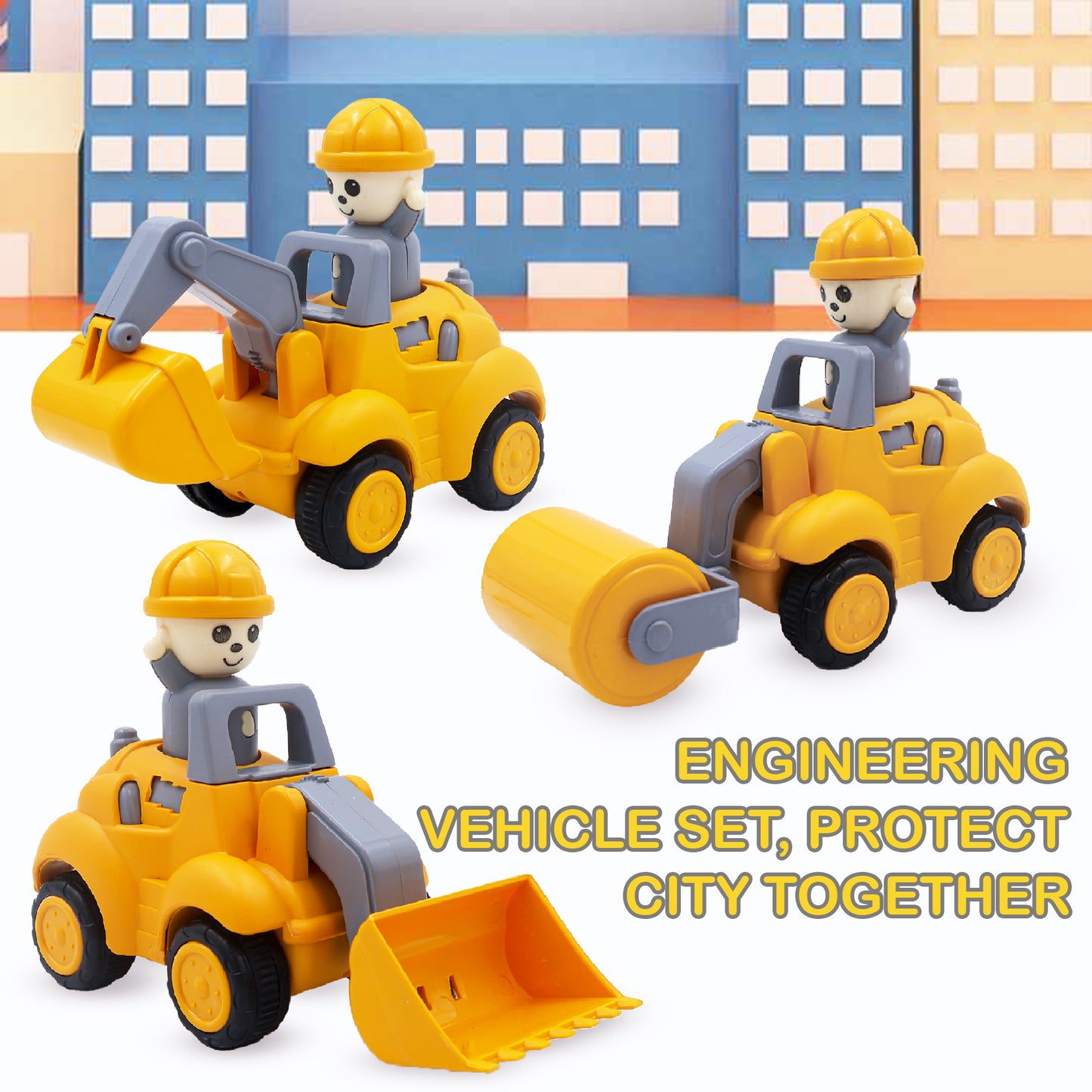 ToyBharat Push N Go Construction Toy in Multicolour with Realistic Design is a perfect Travel Toy and Birthday Gift for Kids aged 1–6 Years. Safe, Non-Toxic, fun for Indoor and Outdoor Play anytime, anywhere.