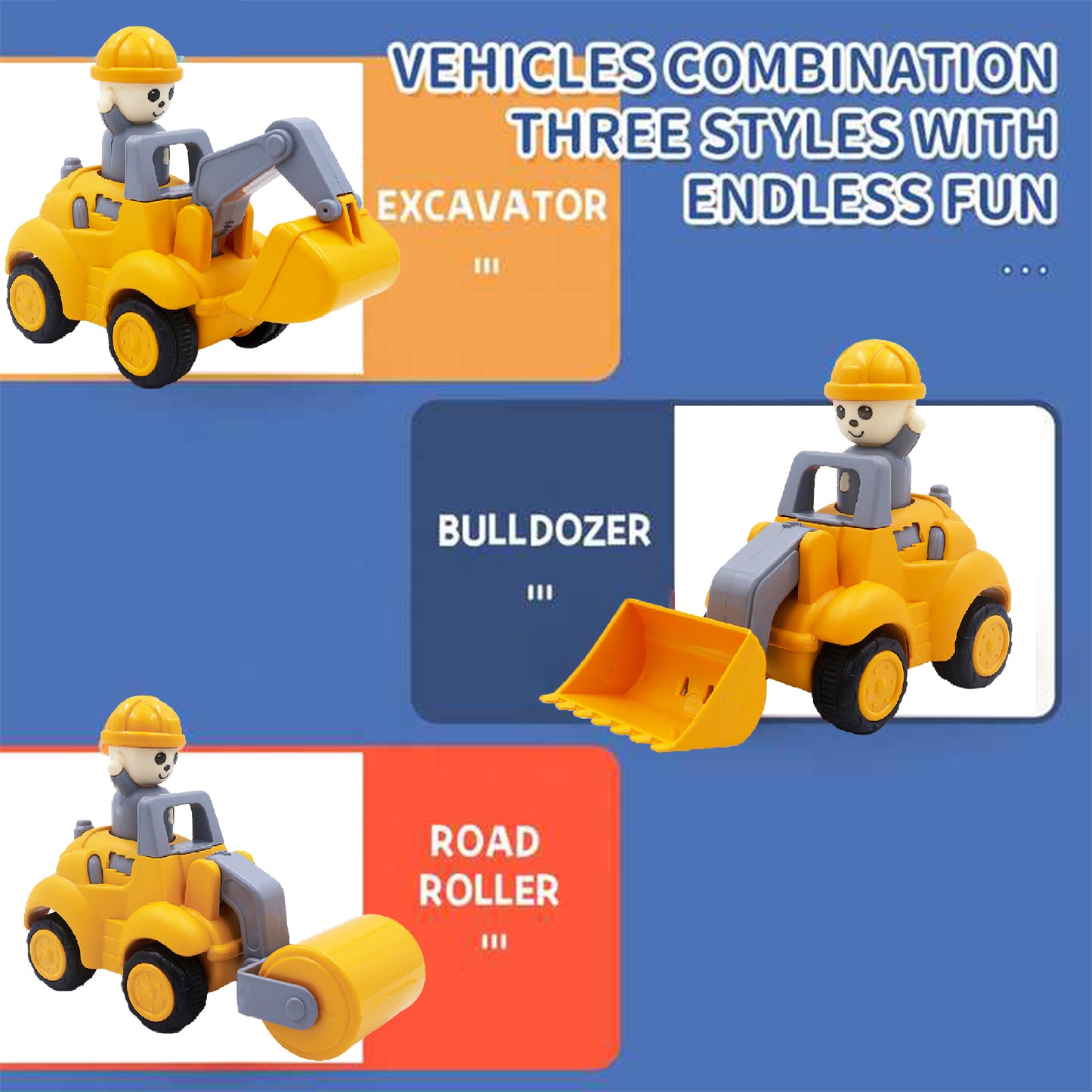 Toybharat Construction Truck Set Of 1 Pcs. |Multicolour | Push N Go Toys | Birthday Gift for Boy and Girl Baby
