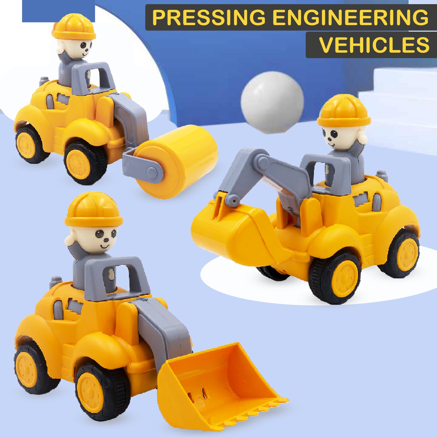 Toybharat Construction Truck Set Of 1 Pcs. |Multicolour | Push N Go Toys | Birthday Gift for Boy and Girl Baby
