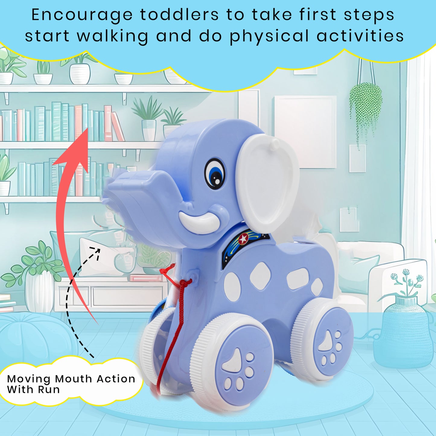 ToyBharat Choo Choo Elephant is a multicolour pull-along travel toy designed for kids aged 1-6. Safe, non-toxic, and realistic in design, it offers engaging indoor and outdoor play. Ideal as a birthday gift.