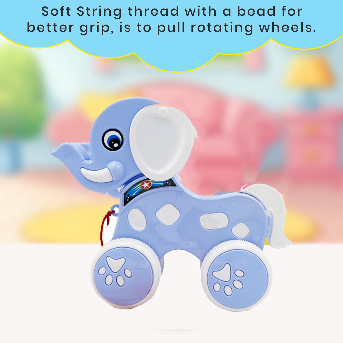 ToyBharat Choo Choo Elephant is a multicolour pull-along travel toy designed for kids aged 1-6. Safe, non-toxic, and realistic in design, it offers engaging indoor and outdoor play. Ideal as a birthday gift.