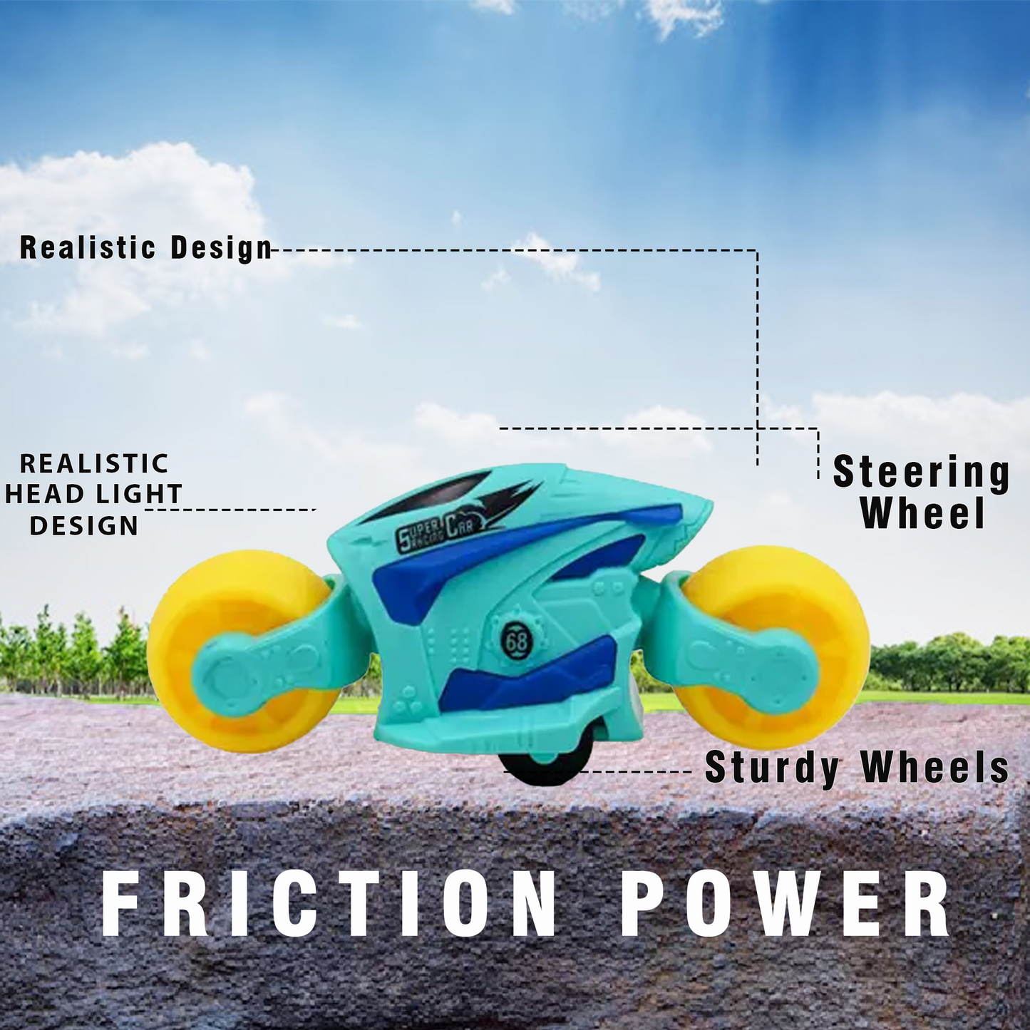 Toybharat Super Bike |Multicolour | Intractive Toys | Friction Power Toys