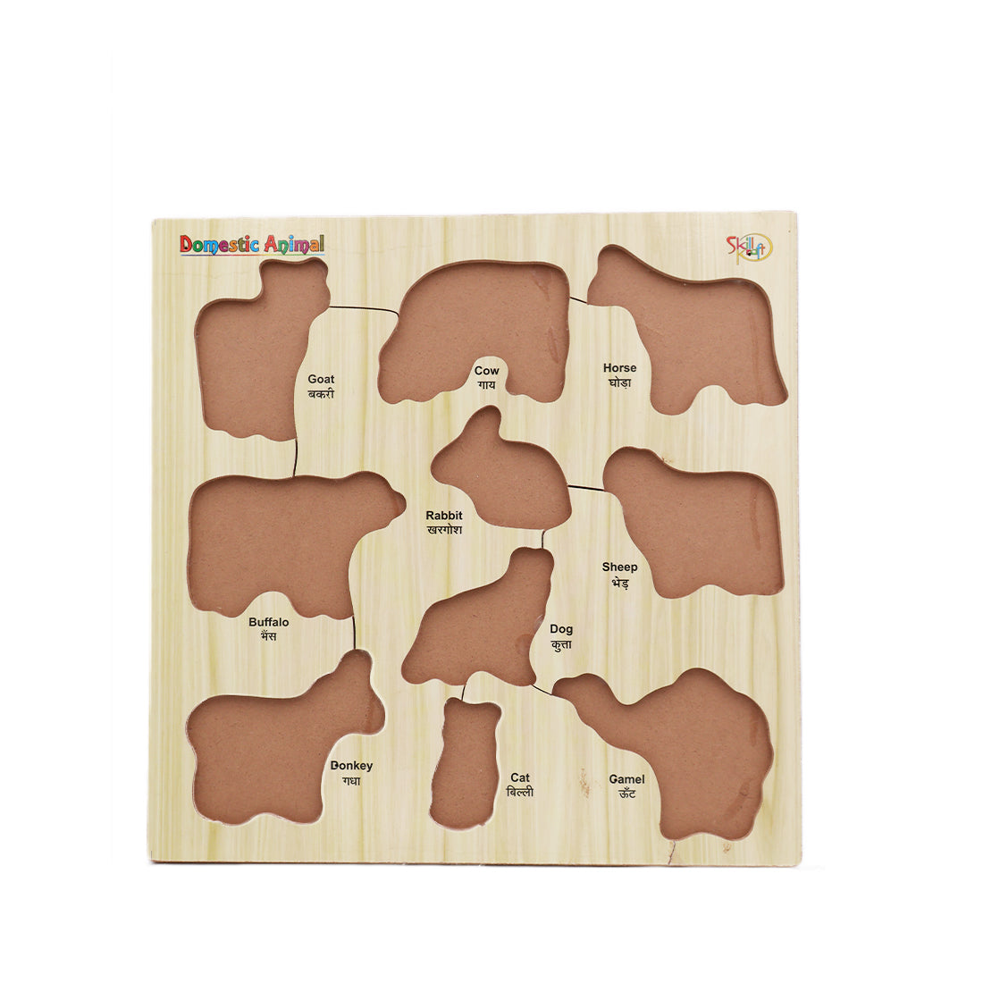 ToyBharat Wooden Puzzle Domestic Animal Big is a colourful and educational wooden toy that helps kids recognize animals, improve coordination, and develop learning skills. Perfect birthday gift for toddlers and kids.