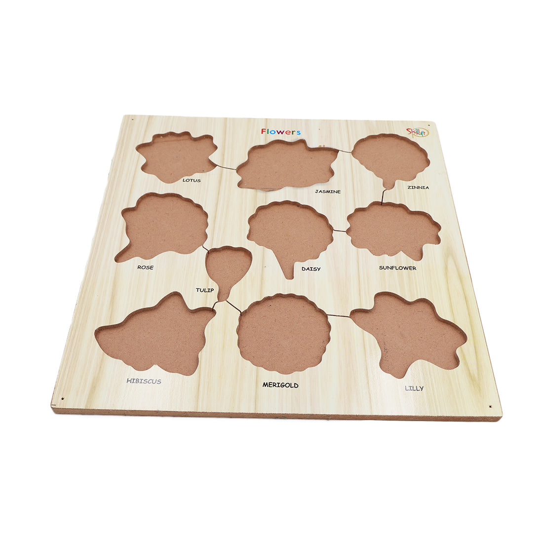 ToyBharat Wooden Puzzle Flowers is a vibrant and educational toy that helps kids learn about different flowers, shapes, and colours. Safe and non-toxic, it's the perfect birthday gift for toddlers and children.
