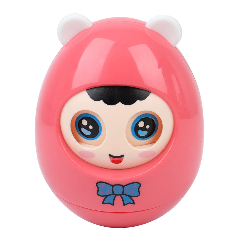 ToyBharat Roly Poly Owl Toys for Baby with Blinking Eyes, Push and Shake Wobbling Toy with Bell Sound | Balancing Doll Toys for Baby | Tumbler Doll Toy for Babies Boys, Girls 6+ Months (Orange)