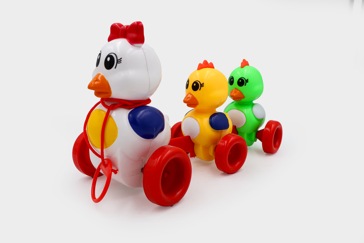 ToyBharat Pulling Duck Family is a multicolour pull along toy designed for kids aged 1-6. This adorable duck set promotes walking skills, is travel-friendly, and makes a perfect indoor-outdoor birthday gift.