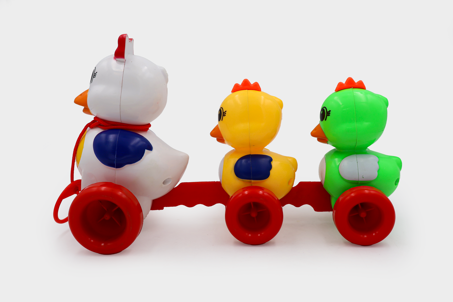 ToyBharat Pulling Duck Family is a multicolour pull along toy designed for kids aged 1-6. This adorable duck set promotes walking skills, is travel-friendly, and makes a perfect indoor-outdoor birthday gift.