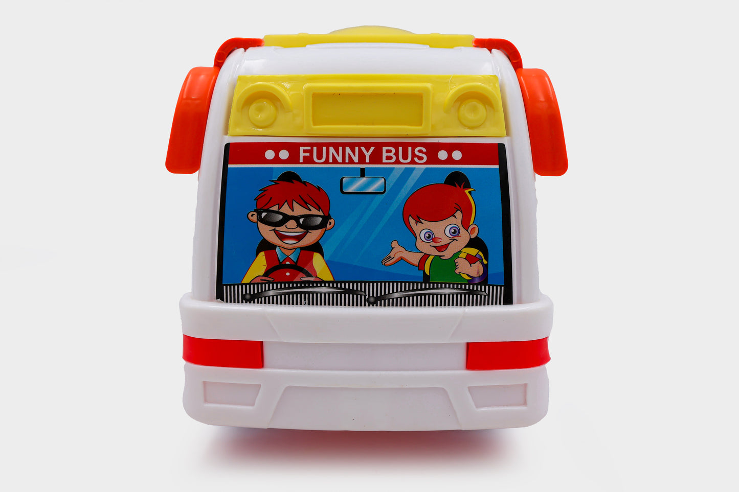 ToyBharat Funny Bus Friction Toy in Multicolour with Realistic Design is the perfect Travel Toy and Birthday Gift for Kids aged 1-6 Years. Safe, Non-Toxic, Battery-Free, ideal for Indoor and Outdoor Play.