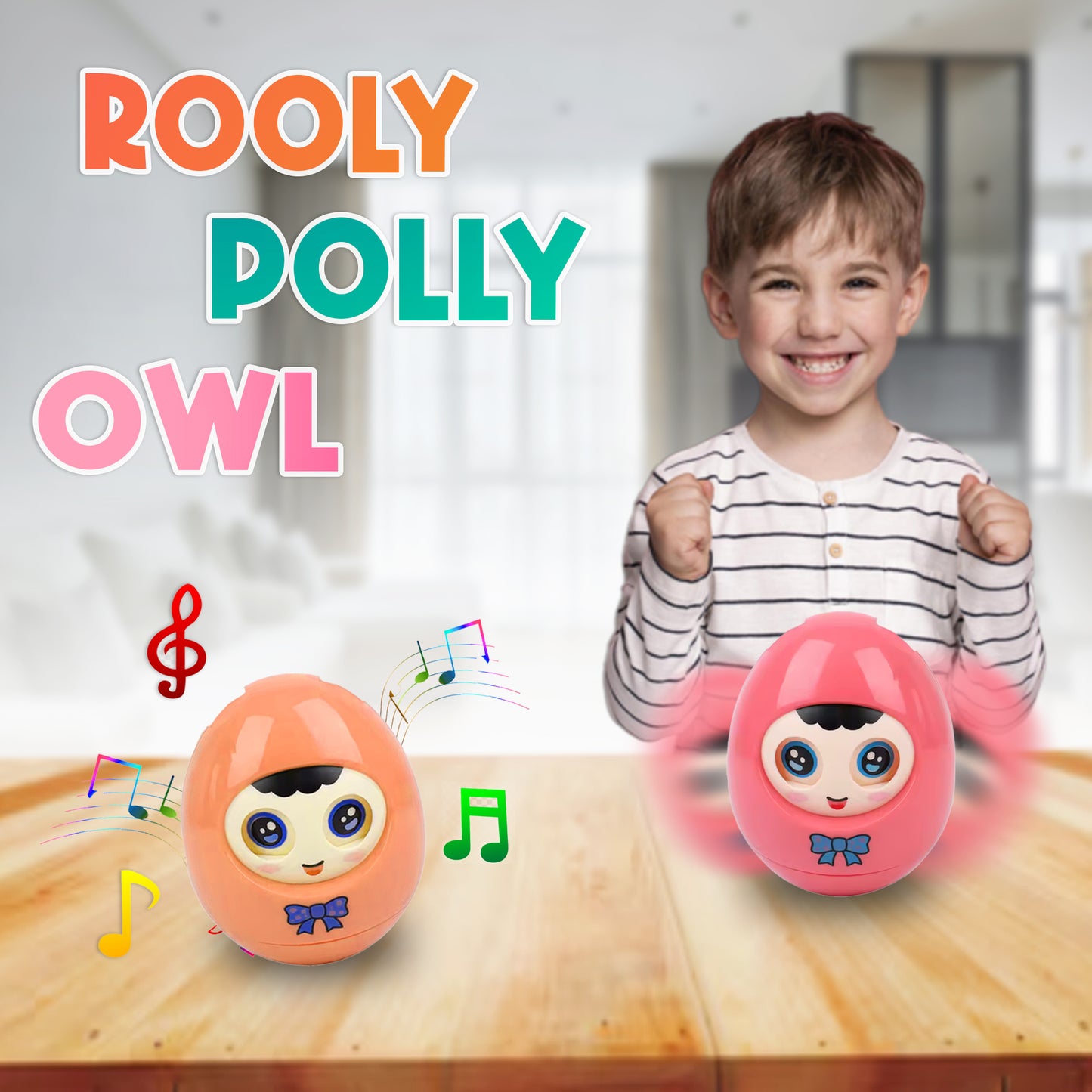 ToyBharat Musical Rolly Polly Owl | Multicolour | Travel Toys | Birthday Gift for kids | Interactive Toys| One Pcs. 1