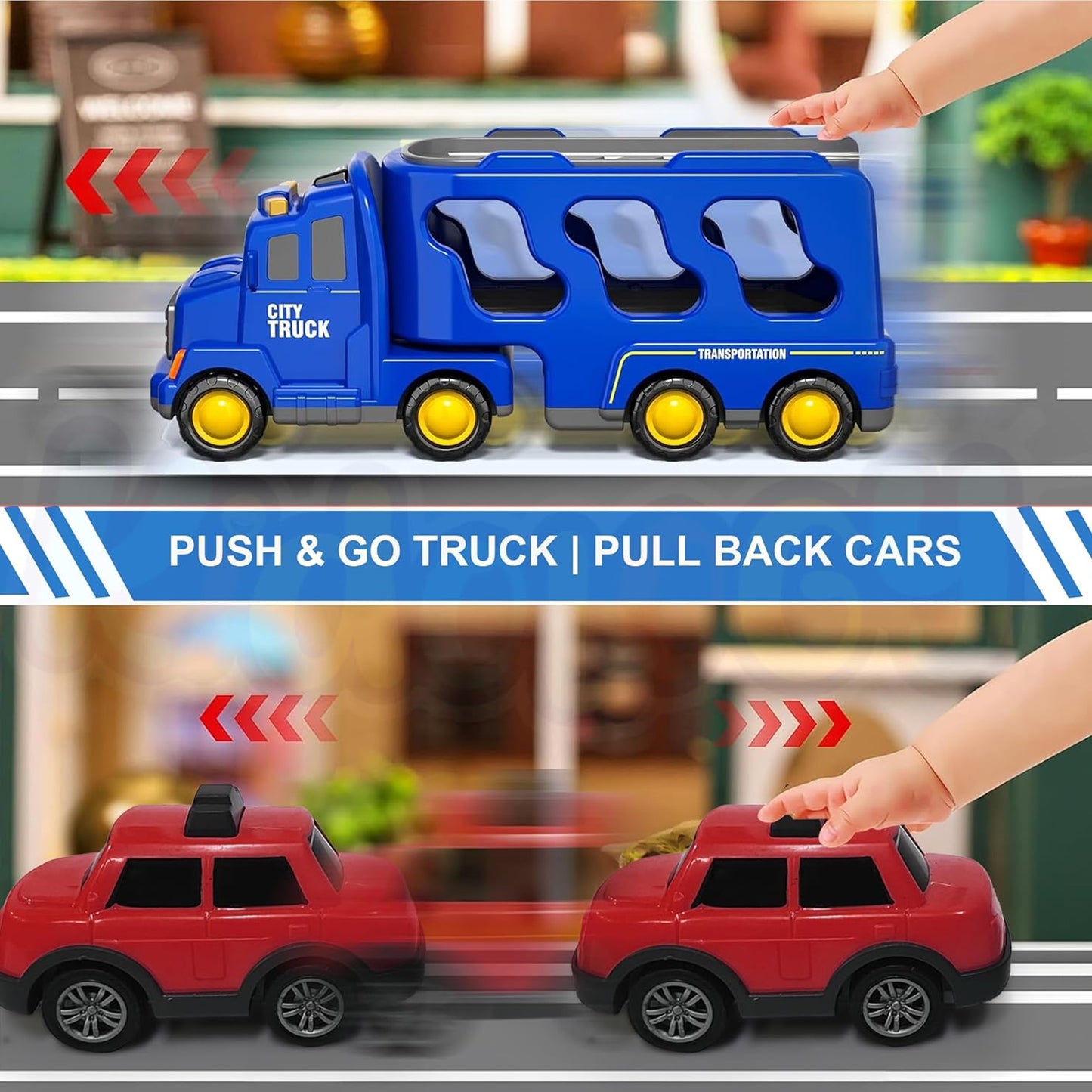 Toybharat City Transporter Carrier Truck | Multicolor | Interactive Toys |Battery Operated Light And Sound Effect Truck for Kids Gift