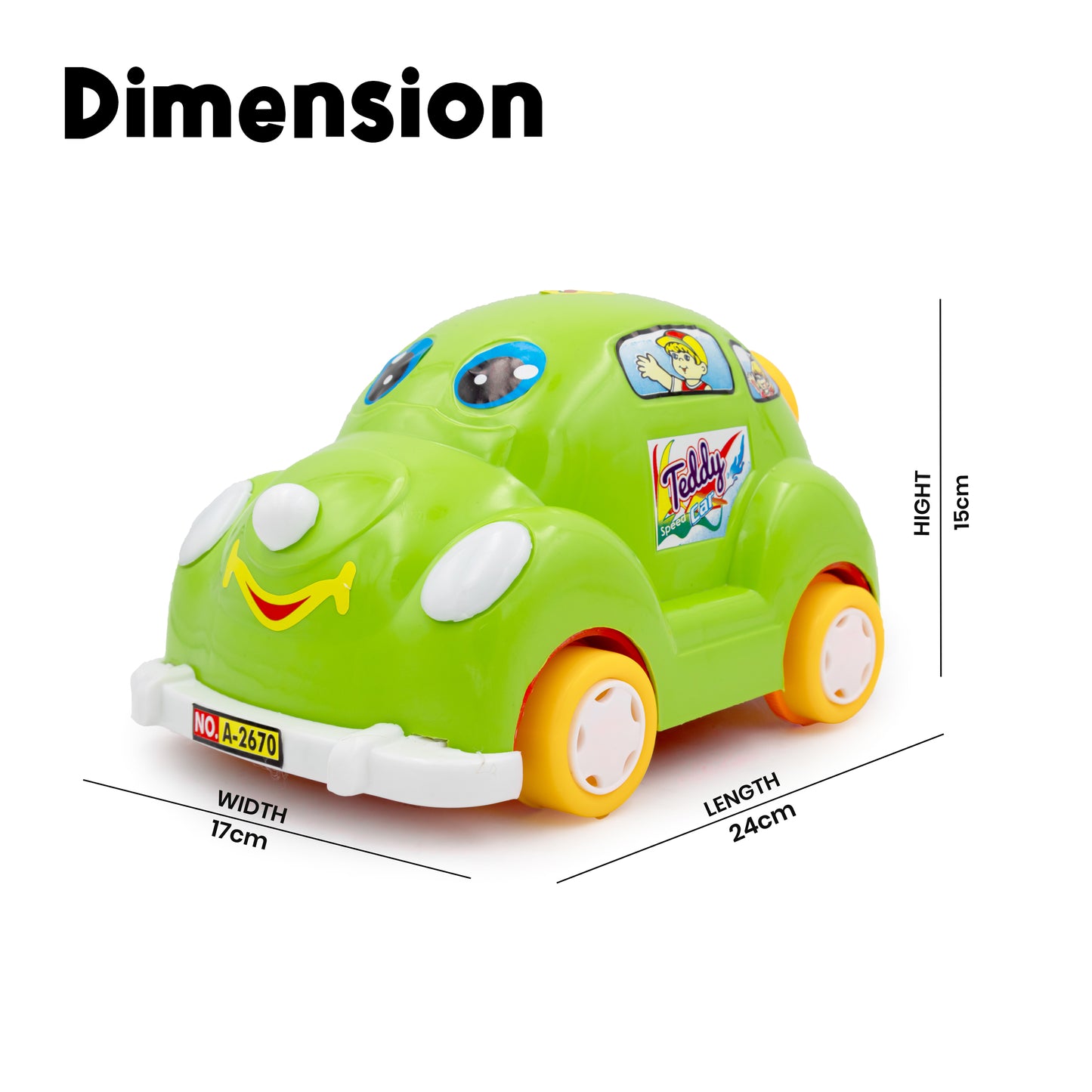 ToyBharat Teddy Car Friction Toy in Multicolour with Realistic Design is the perfect Travel Toy and Birthday Gift for Kids aged 1-6 Years. Safe, Non-Toxic, Battery-Free, ideal for Indoor and Outdoor Play fun.