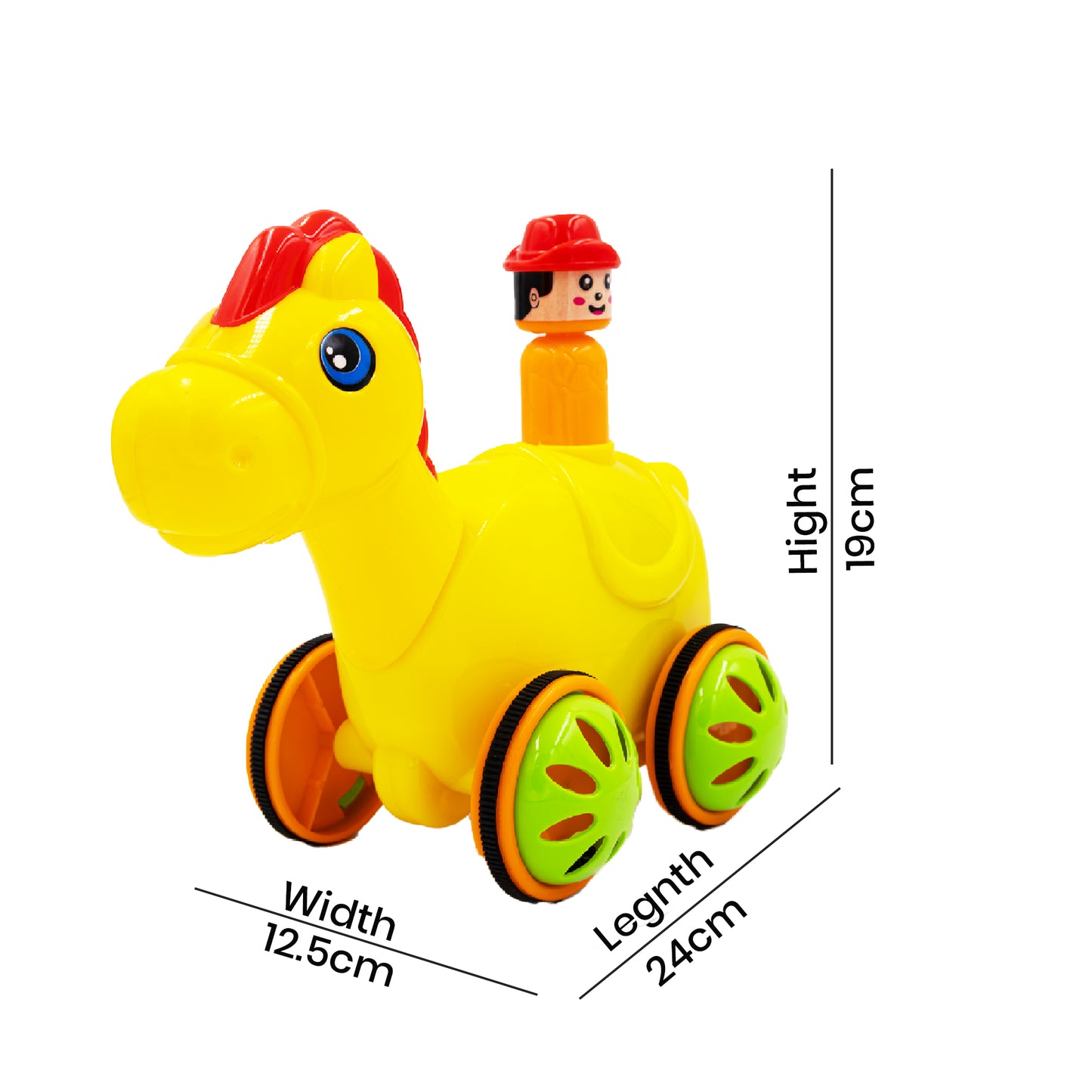 ToyBharat Push N Go Horse – A fun travel toy for kids aged 1-6 years with a realistic design. Made in India, safe and non-toxic, ideal for indoor and outdoor play. A perfect multicolour birthday gift for kids.