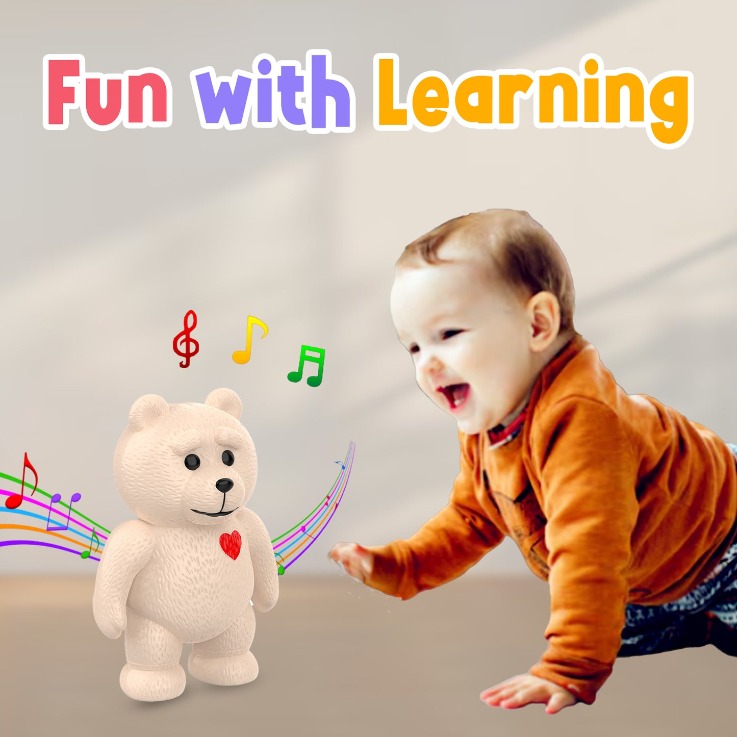 Toybharat Brainy Bear |Multicolour | Learning Toys | Birthday Gift for Boy and Girl Baby | Interactive Toys