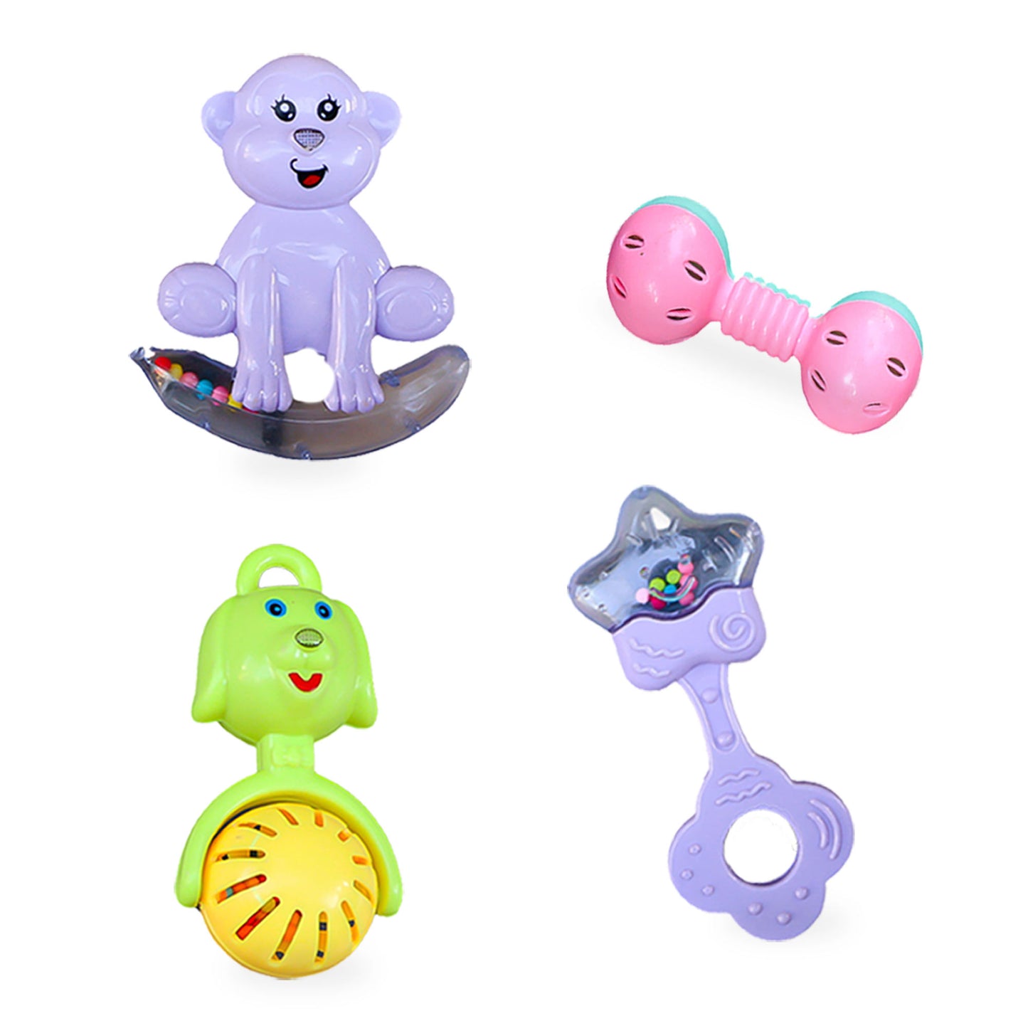 ToyBharat Rattle Toy 4Pcs Set | Interactive Toy | Musical toy | Pack of 4 | Birthday Gift for 0-11 Month Baby