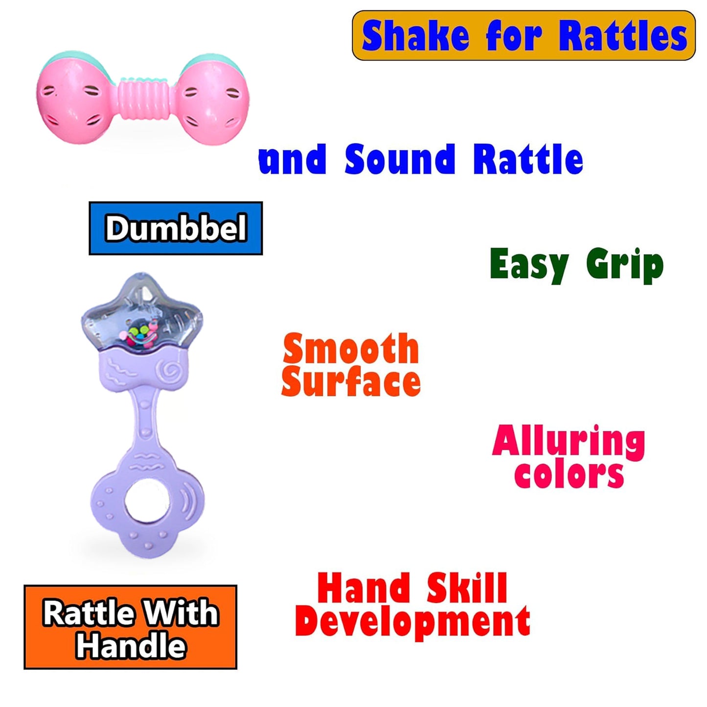 ToyBharat Rattle Toy 4Pcs Set | Interactive Toy | Musical toy | Pack of 4 | Birthday Gift for 0-11 Month Baby